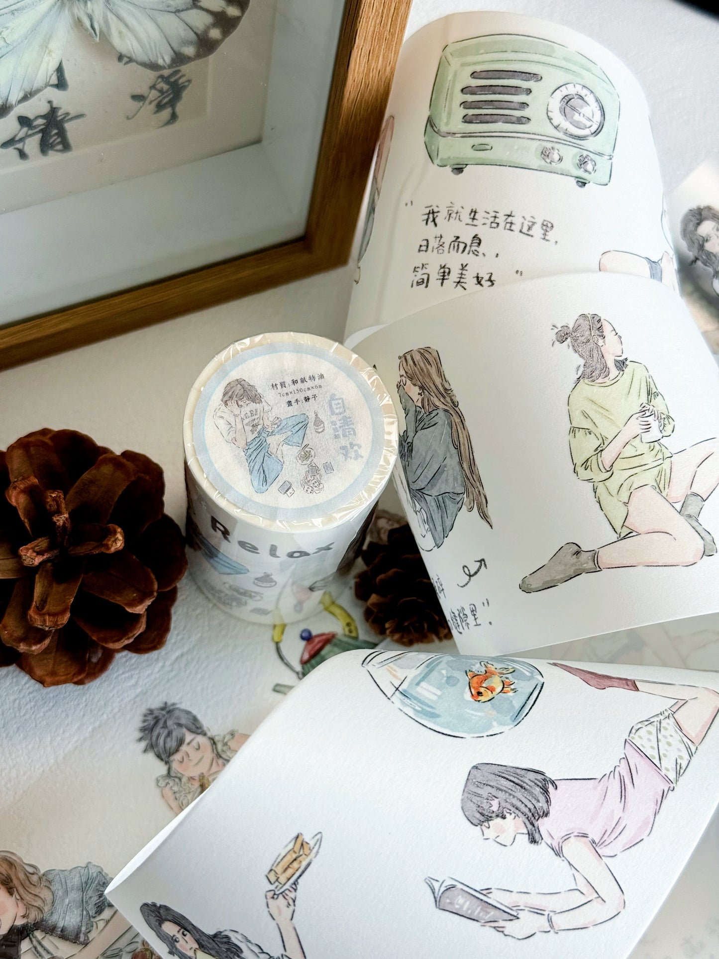 XiYue【Zi QingHuan】Original Character Design Washi/PET Tape Stickers,for Scrapbook Supplies,Journaling,Junk Journal,Bullet Journal,Planner Stickers