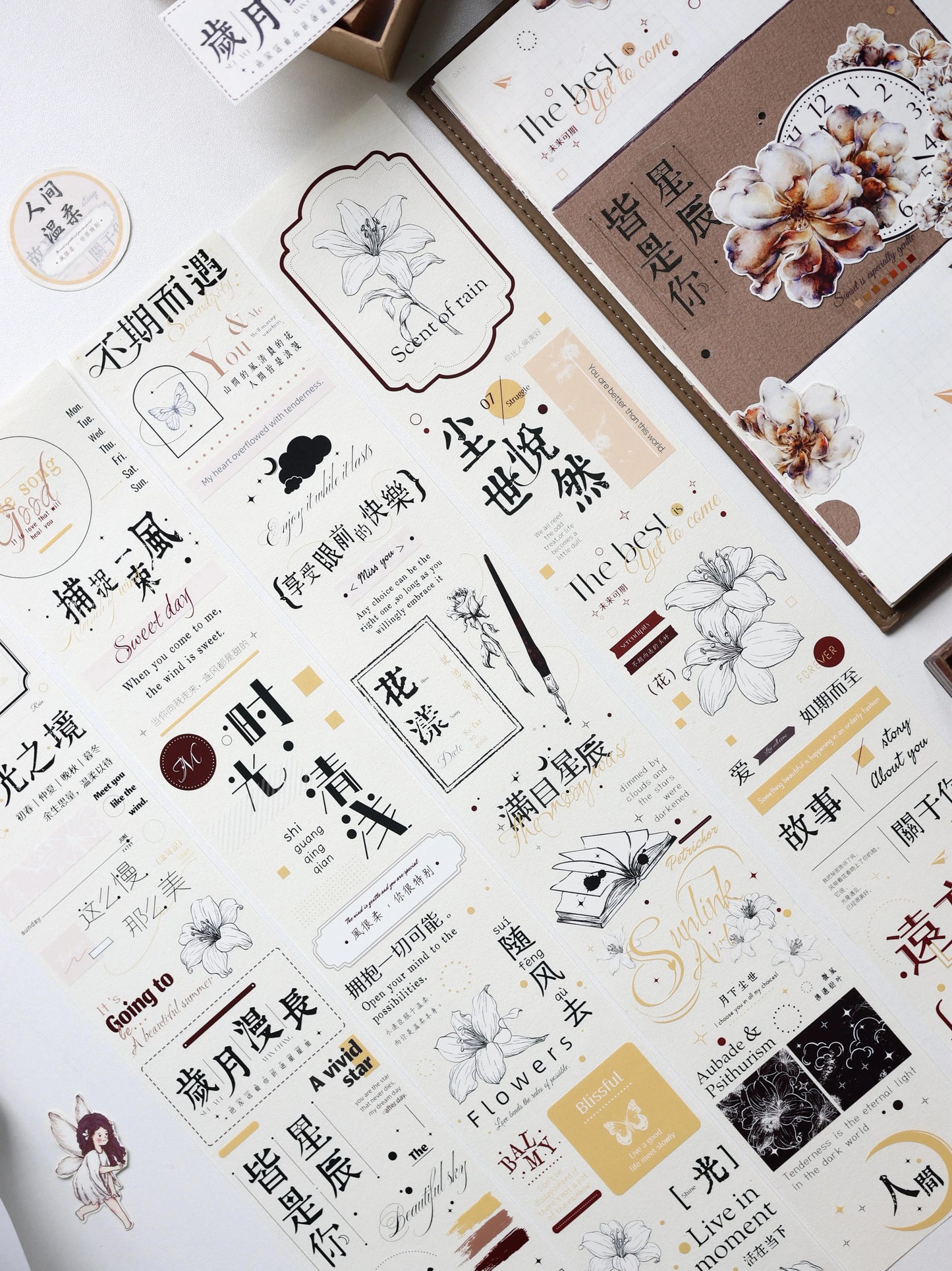 XiaoBaiJia July【Gentle Human Nature】Light Retro Chinese English Text Washi PET Tape