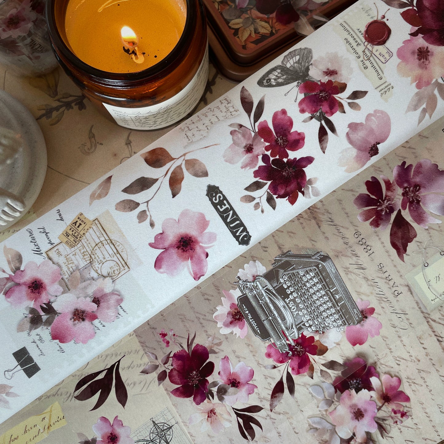 YiEr Vol12【Flower Rhyme Flowing Years】Washi/PET Tape,for Scrapbook Supplies,Scrapbook Tape Stickers,Junk Journal Supplies