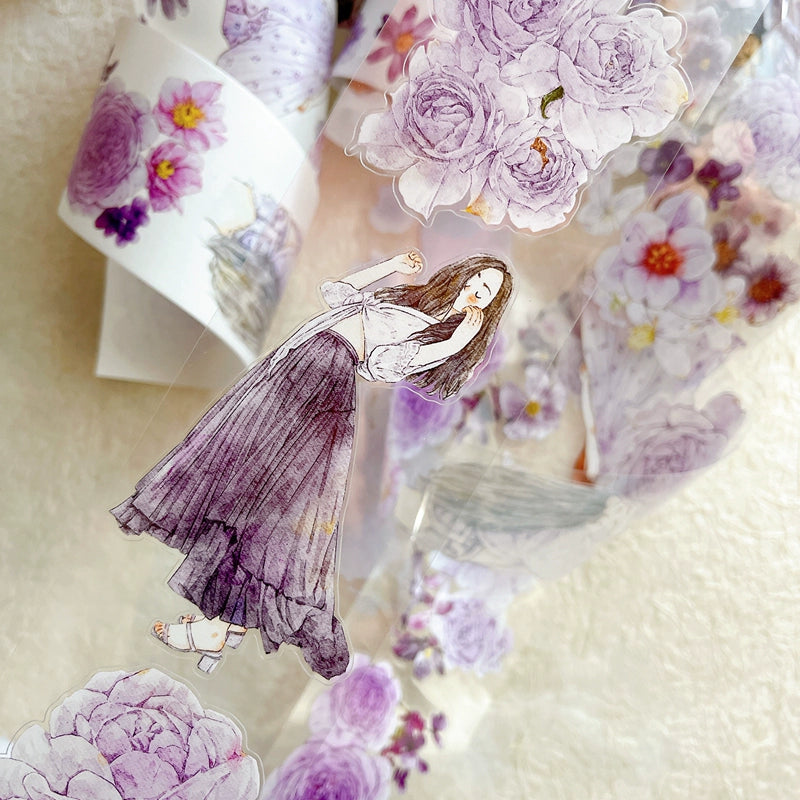 Seahorse Forest Vol6【A39#Twilight Purple】Original Design Pre-Cut Washi/PET Tape Stickers,for Scrapbook Supplies,Junk Journal Supplies