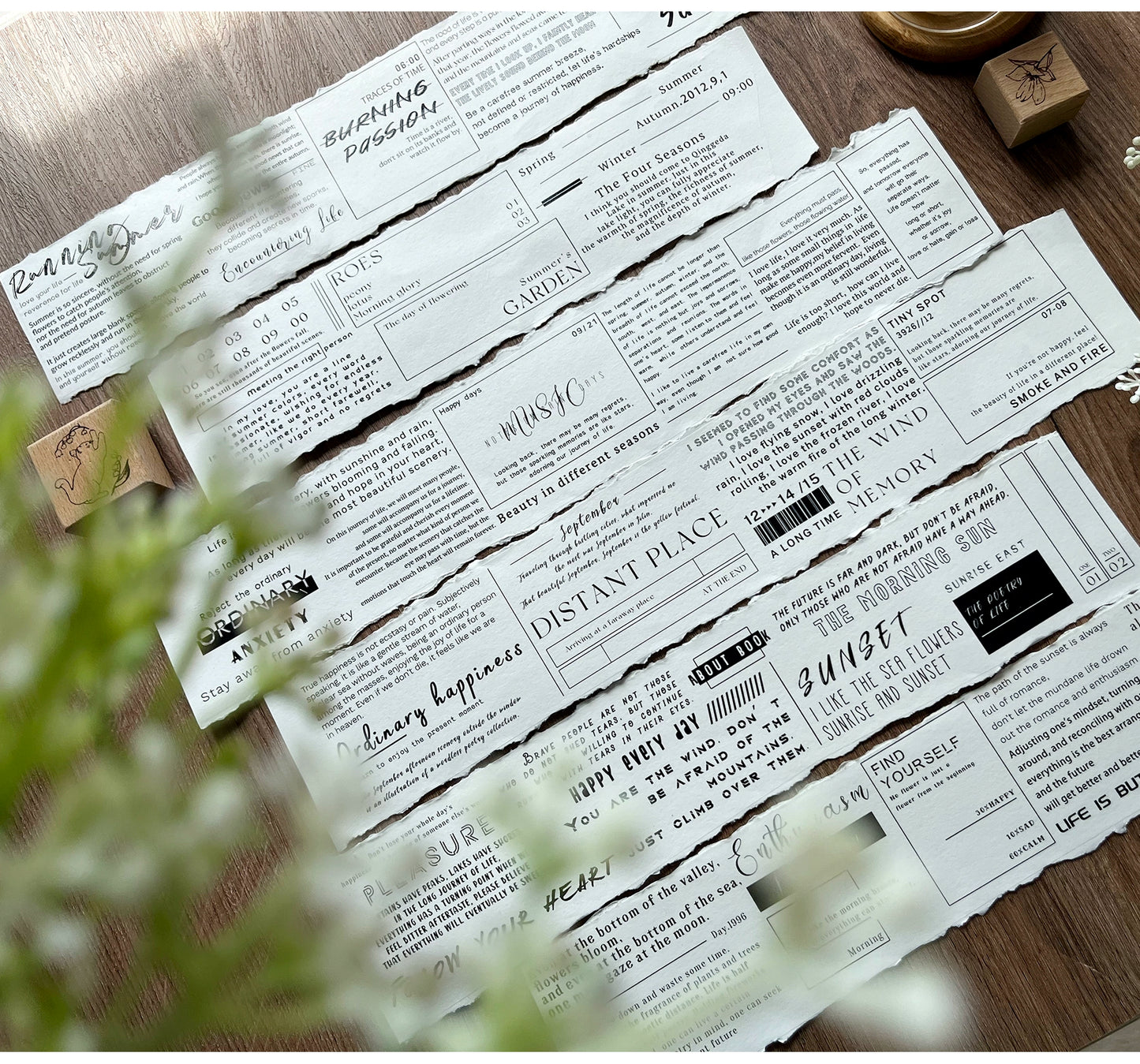 ZiYuanSu【Autumn Language Collection】English Text Pre-cut Washi/PET Tape,for Scrapbook Supplies,Scrapbook Tape Stickers,Junk Journal Supplies