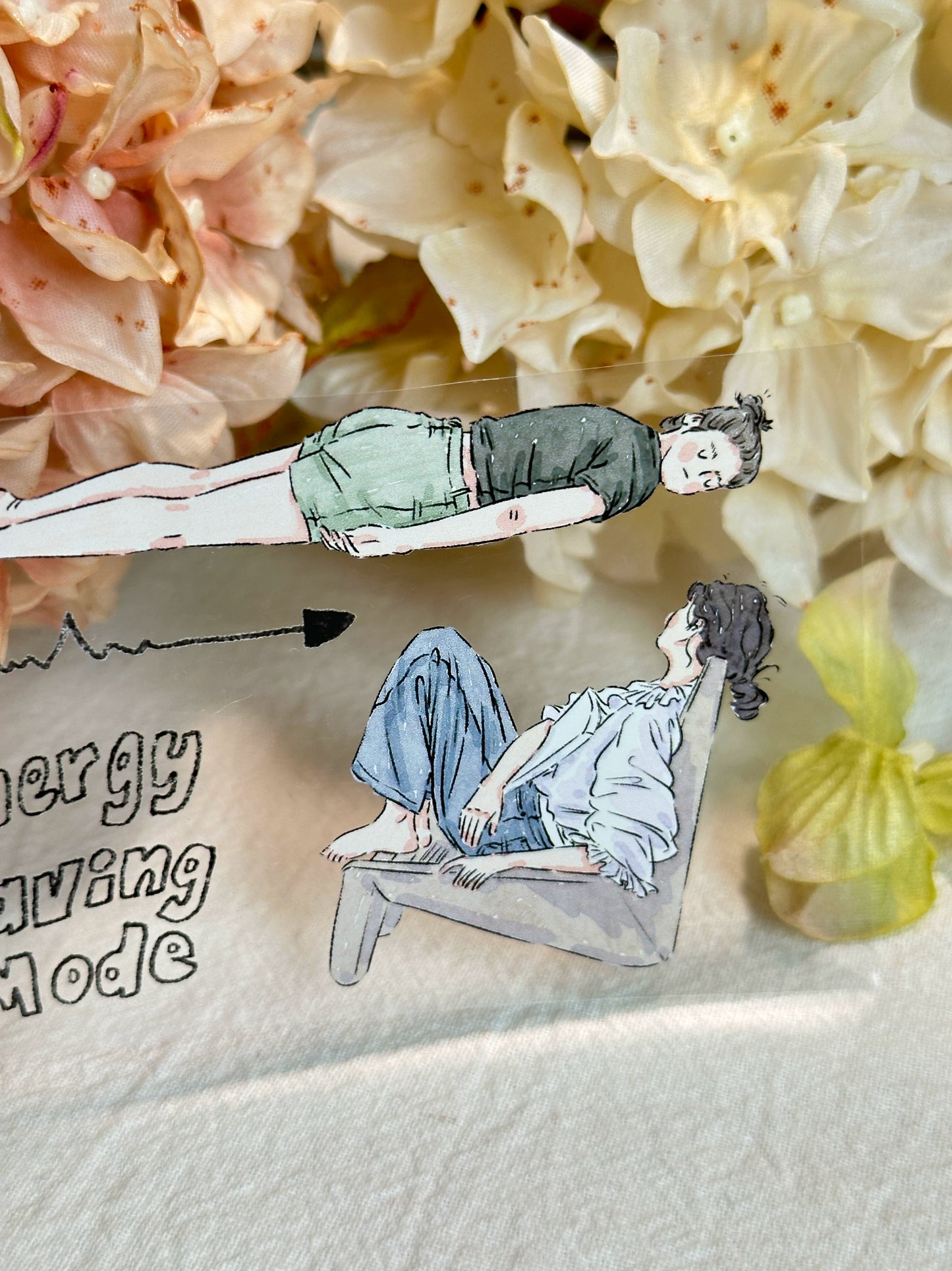 XiYue【I Won't Listen】Original Character Design Washi/PET Tape Stickers,for Scrapbook Supplies,Journaling,Junk Journal,Bullet Journal,Planner Stickers