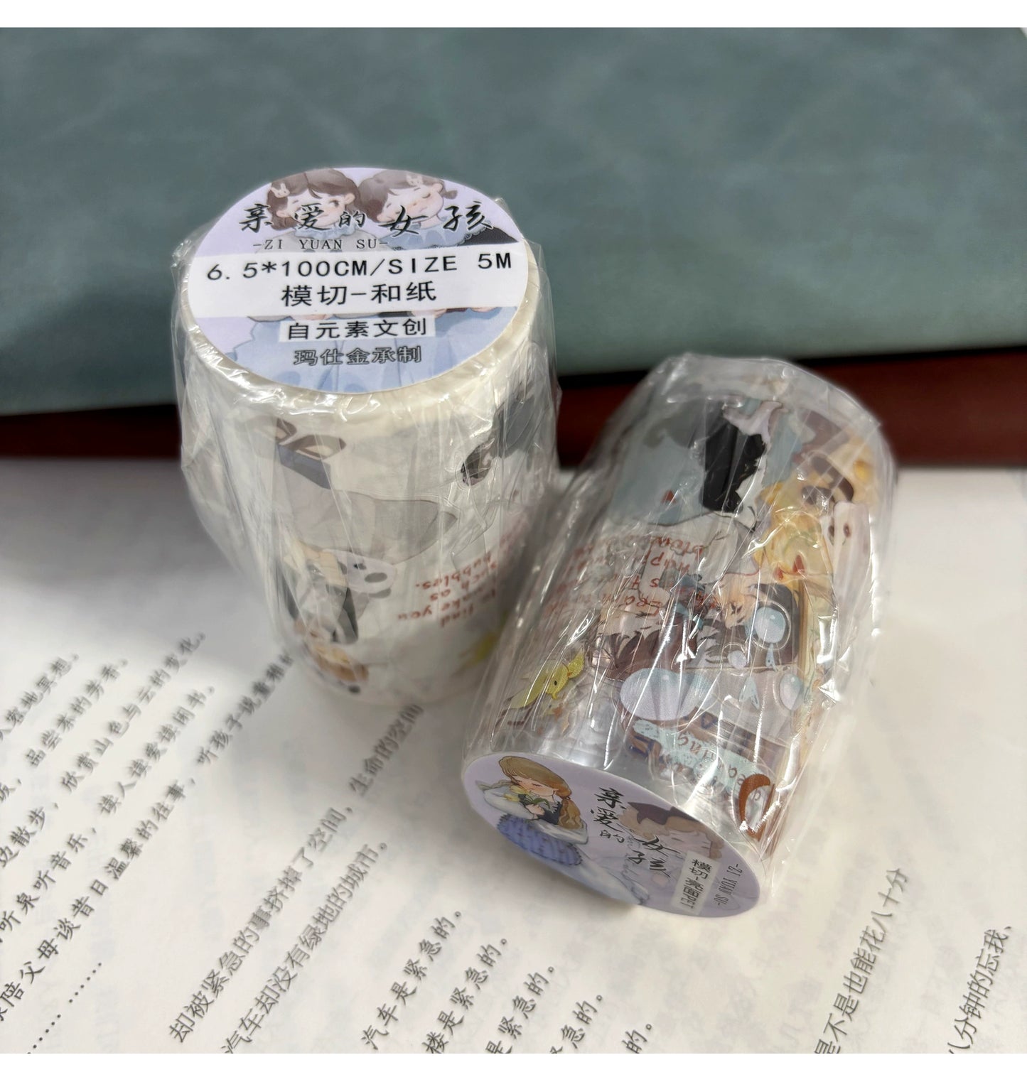 ZiYuanSu Vol12【Dear Girl】Pre-Cut Original Design Character Washi/PET Tape Stickers, for Scrapbook Supplies,Scrapbook Tape Stickers,Junk Journal Supplies, Journaling Stickers,Bullet Journals