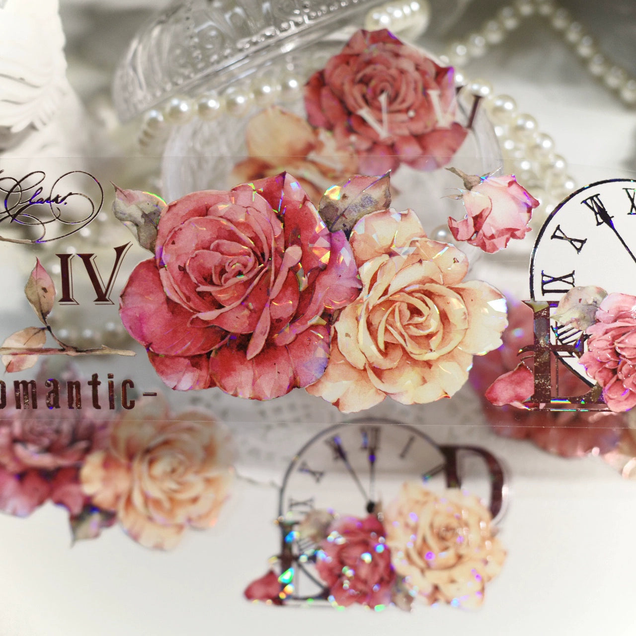 YiEr【Vintage Rose】Orginal Design Washi/Pet Tape Light Retro Floral Stickers