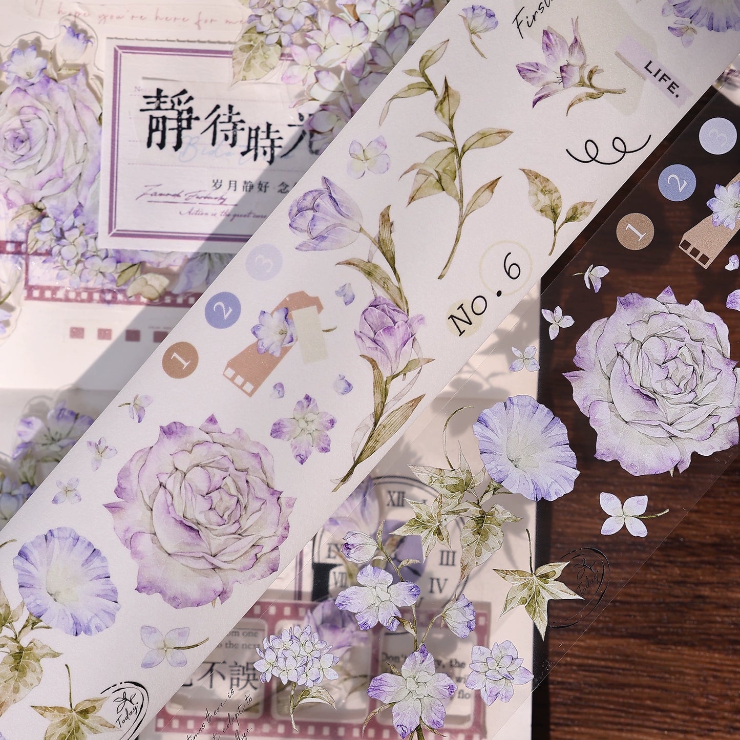 XiaoBaiJia【Fantasy Purple/Ink Dyeing】Light Retro Orginal Design Washi Pet Tape Landscaping Stickers