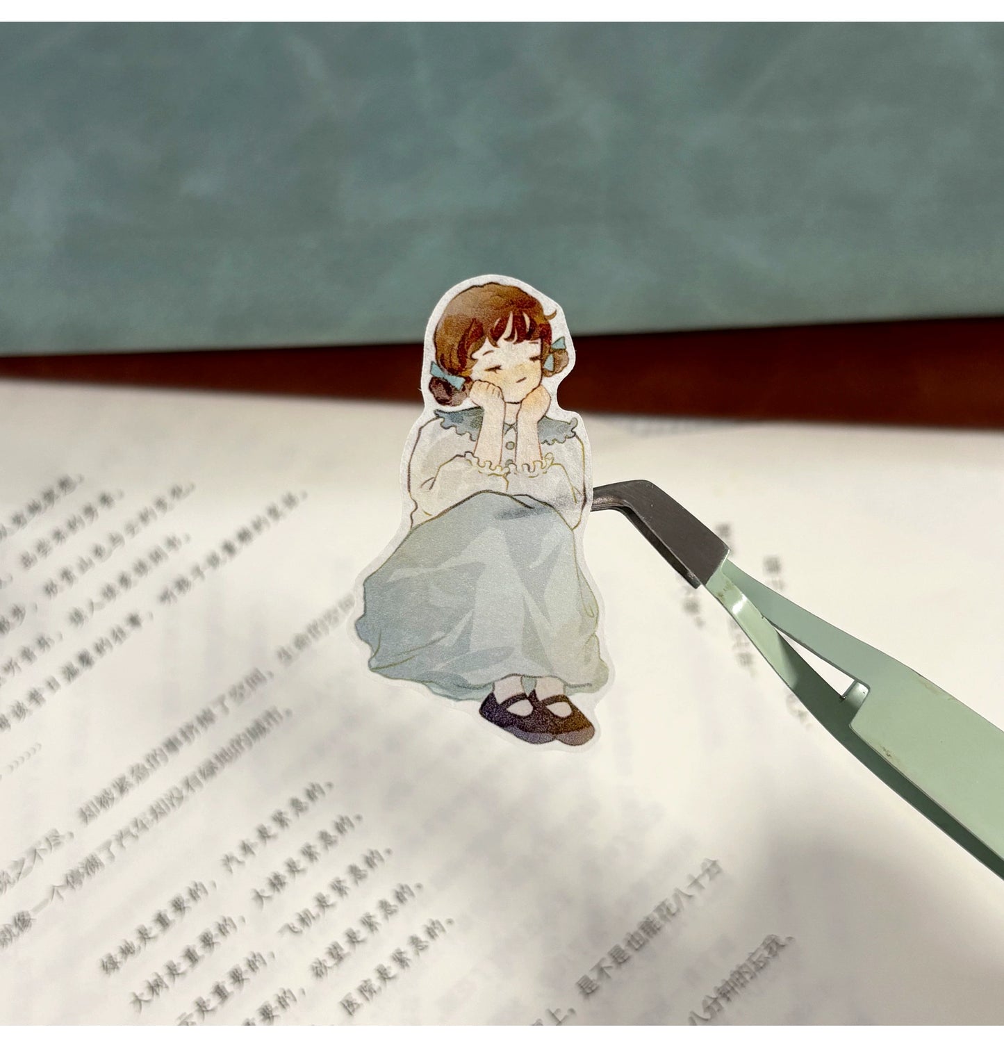 ZiYuanSu Vol12【Dear Girl】Pre-Cut Original Design Character Washi/PET Tape Stickers, for Scrapbook Supplies,Scrapbook Tape Stickers,Junk Journal Supplies, Journaling Stickers,Bullet Journals