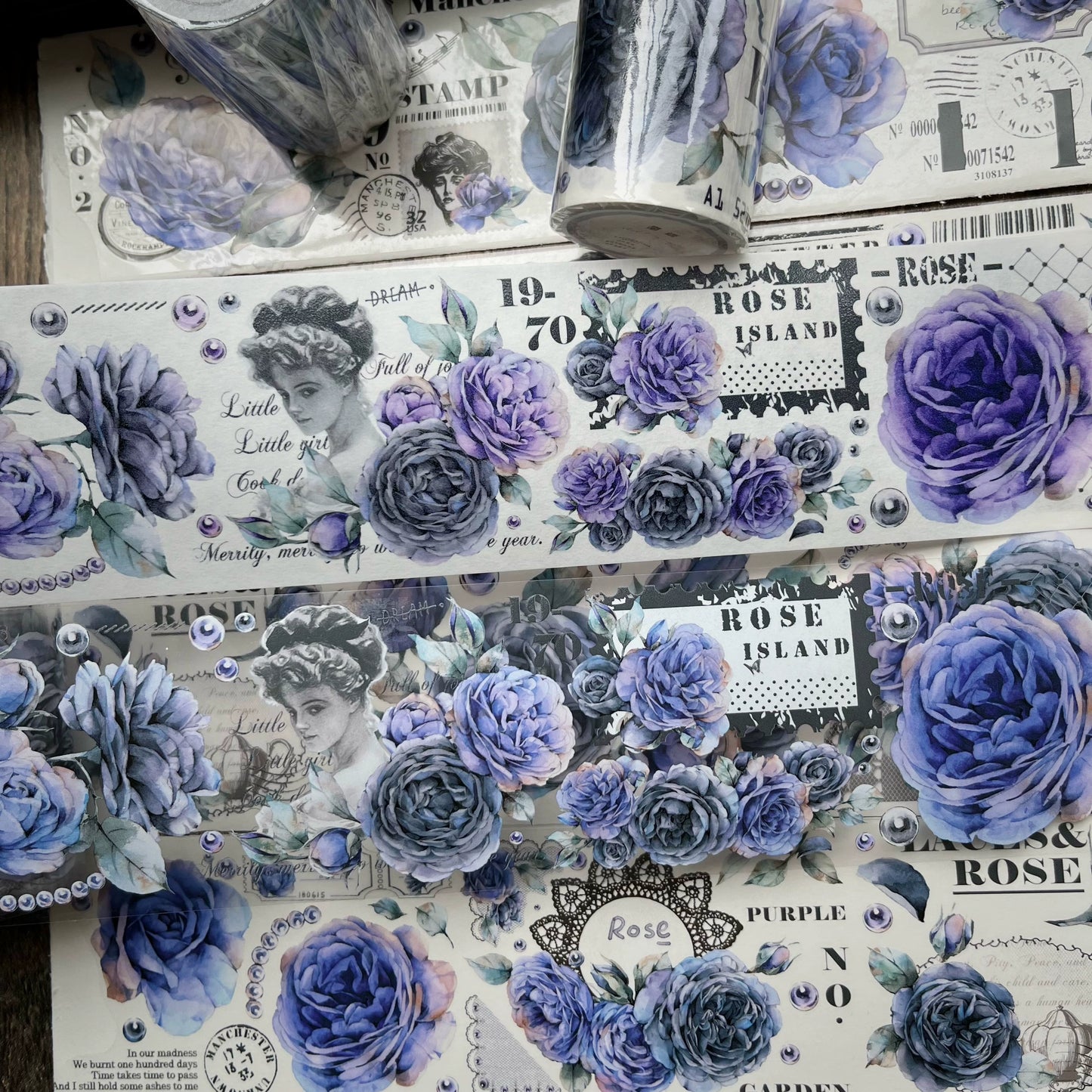 YiEr【MoYu】Orginal Design Washi/Pet Tape Light Retro Floral Stickers
