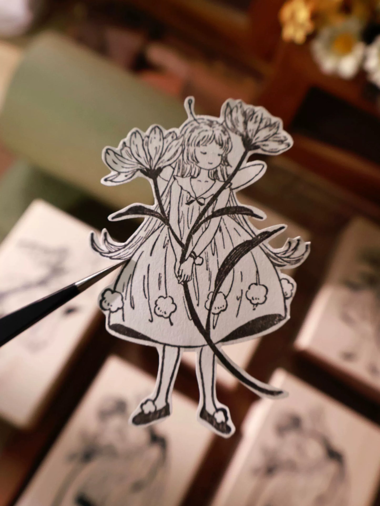 YiEr Vol14【Flower and Girl Stamp】Upgrading Character Red Rubber and Maple Wood Stamp