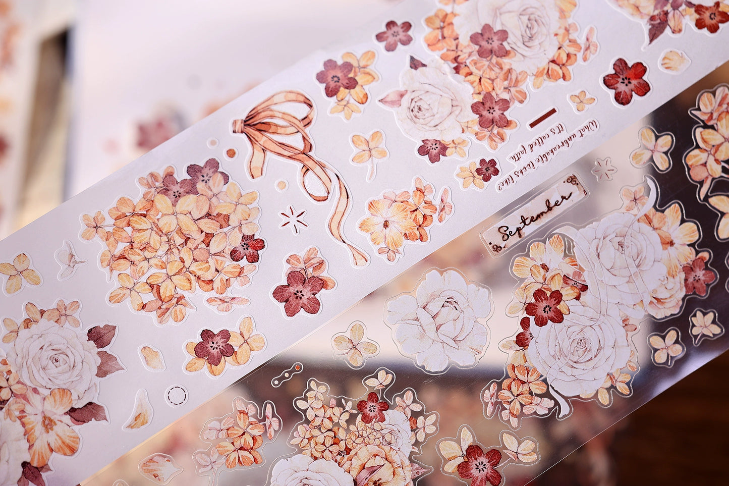XiaoBaiJia【Tea Dyeing】Light Retro Flowers Orginal Design Washi Pet Tape Stickers