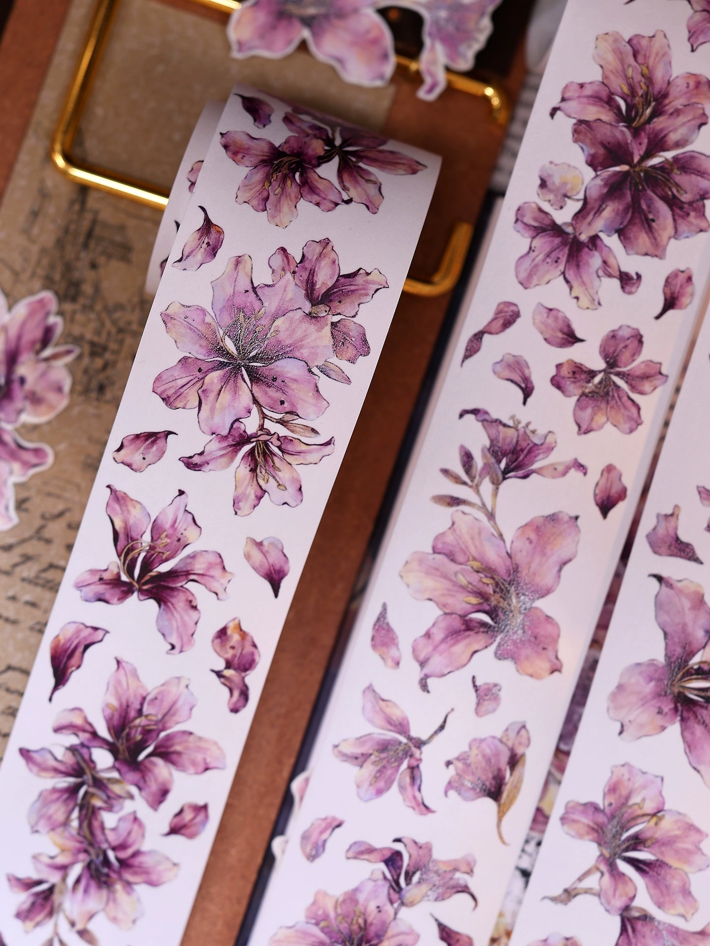 XiaoBaiJia【Bauhinia Flower】Light Retro Orginal Design Washi Pet Floral Tape Light Retro Landscaping Stickers