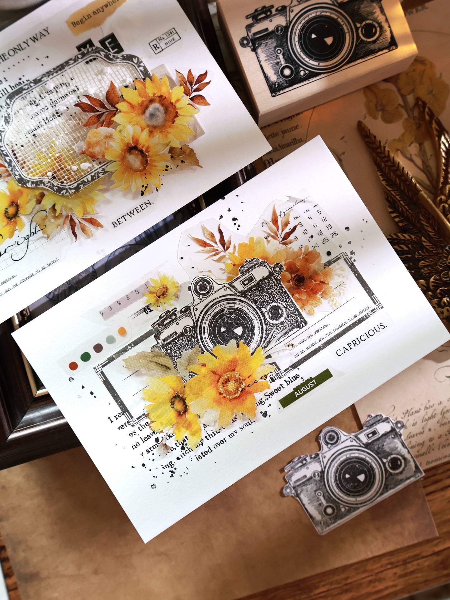 YiEr Vol13【Sunflower】Orginal Design Washi/Pet Floral Tape Light Retro Landscaping Stickers