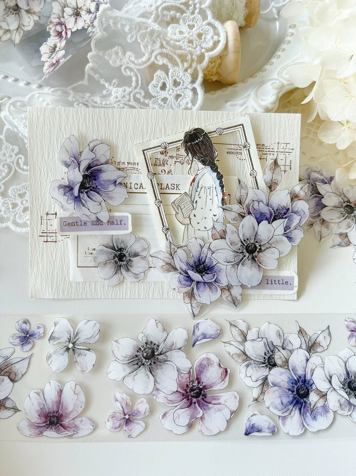YiEr Vol7【Anemone】Orginal Design Washi/Pet Tape Light Retro Stickers