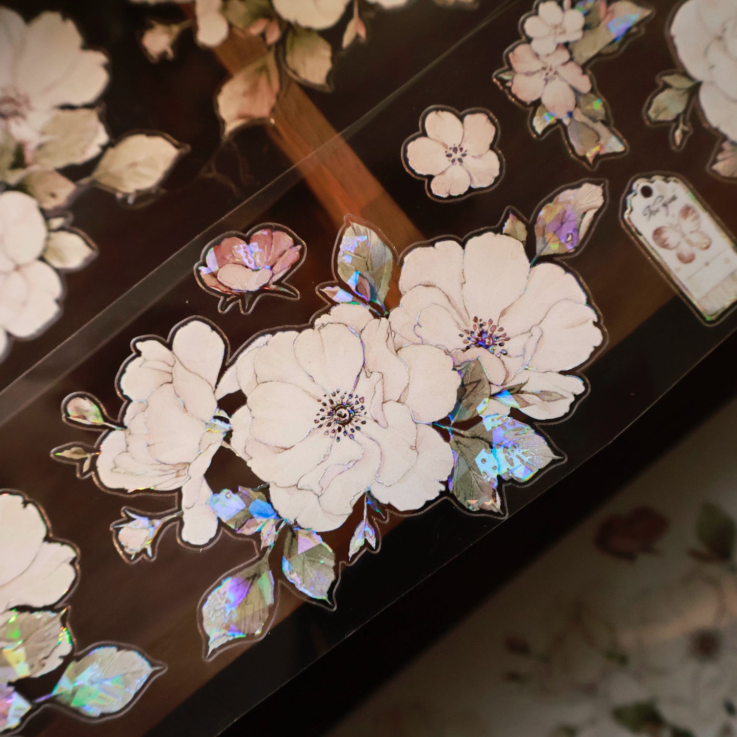 YiEr Vol15【Moonlight Rose】Orginal Design Pre-cut Washi/Pet Floral Tape Light Retro Landscaping Stickers