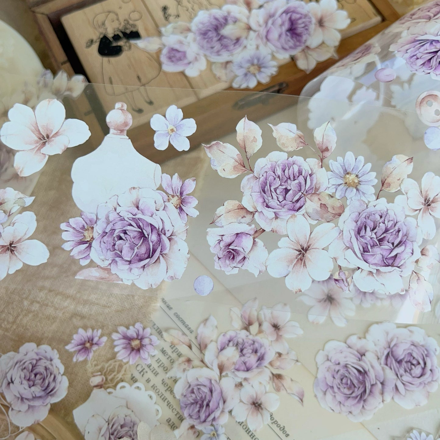 YiEr Vol11【Dushan Purple】Light Retro Floral Washi Tape and PET Stickers