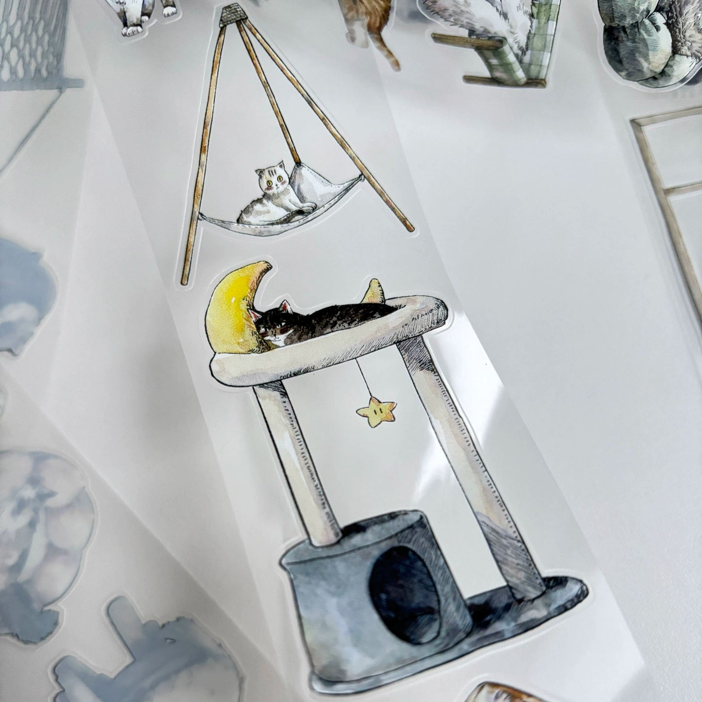 Kaixiaoxun Vol9 【Cat's Nest】 Pre-Cut Long Loop Washi/Matte PET Tape for Scrapbook Supplies,Junk Journal Supplies
