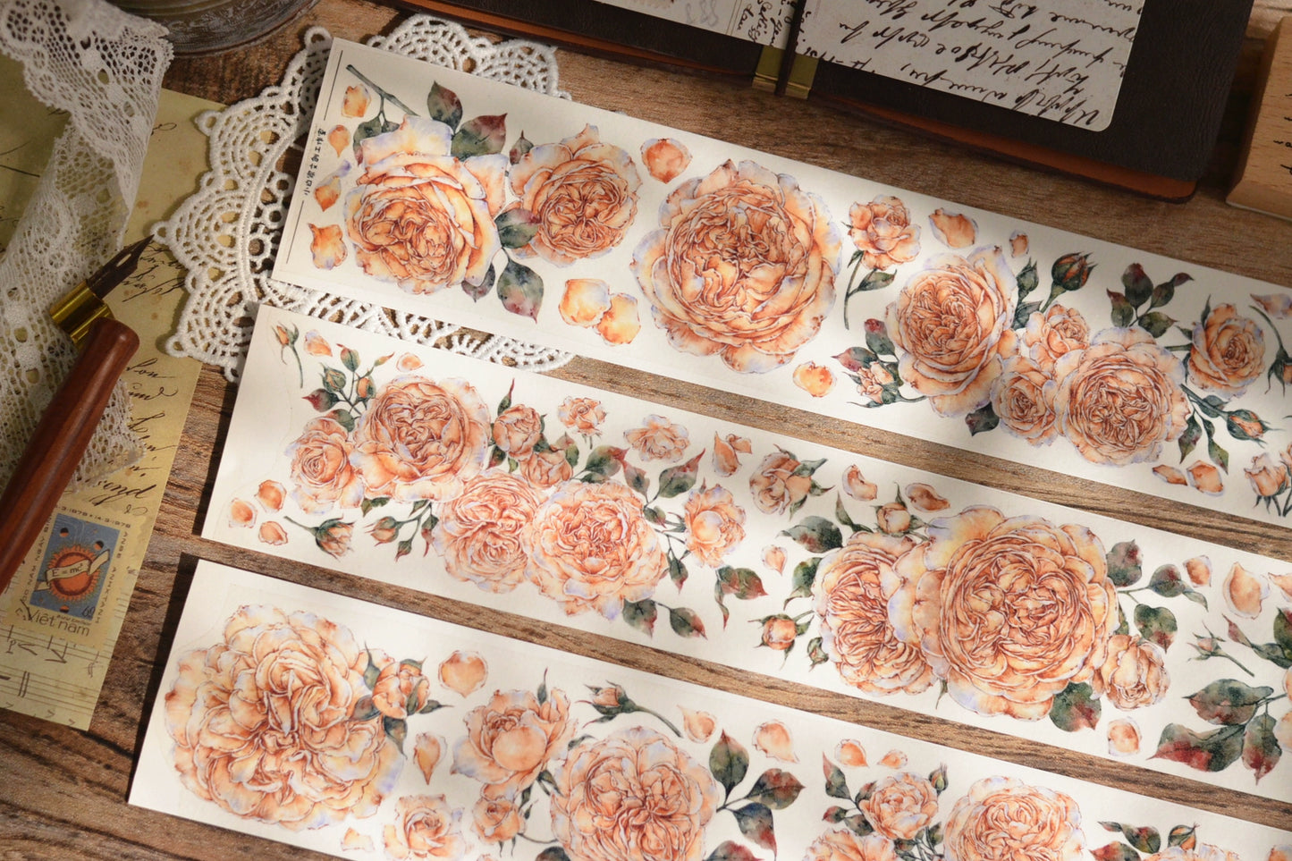 XiaoBaiJia【Shallow Summer】Light Retro Orginal Design Washi Pet Floral Tape Light Retro Landscaping Stickers