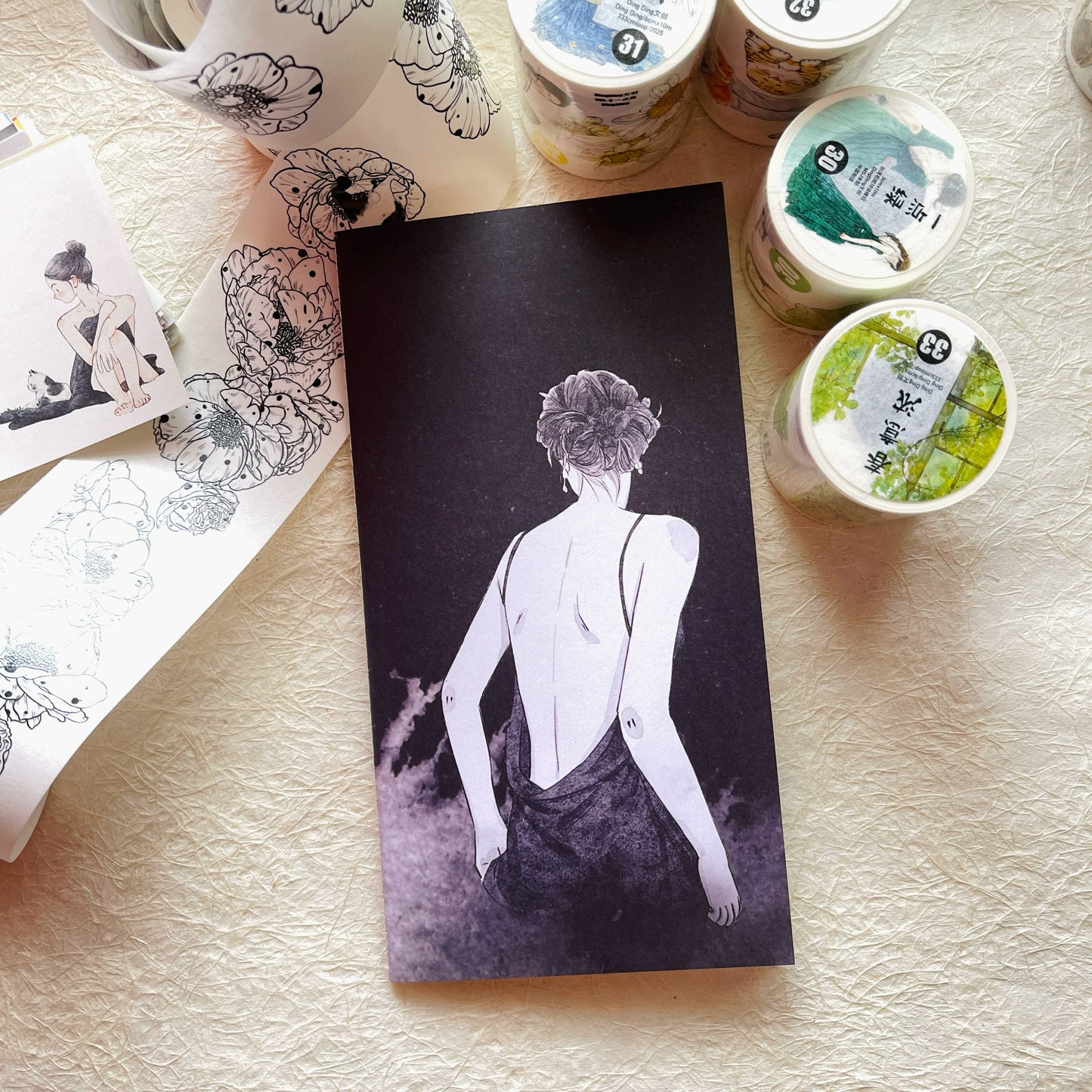 DingDing Vol9【4 Pcs 11*21cm Person Cover Travel Notebook】,Washi Sticker Book,Passport, Blank Inner Pages,for Junk Journal,Journaling,Scrapbooking