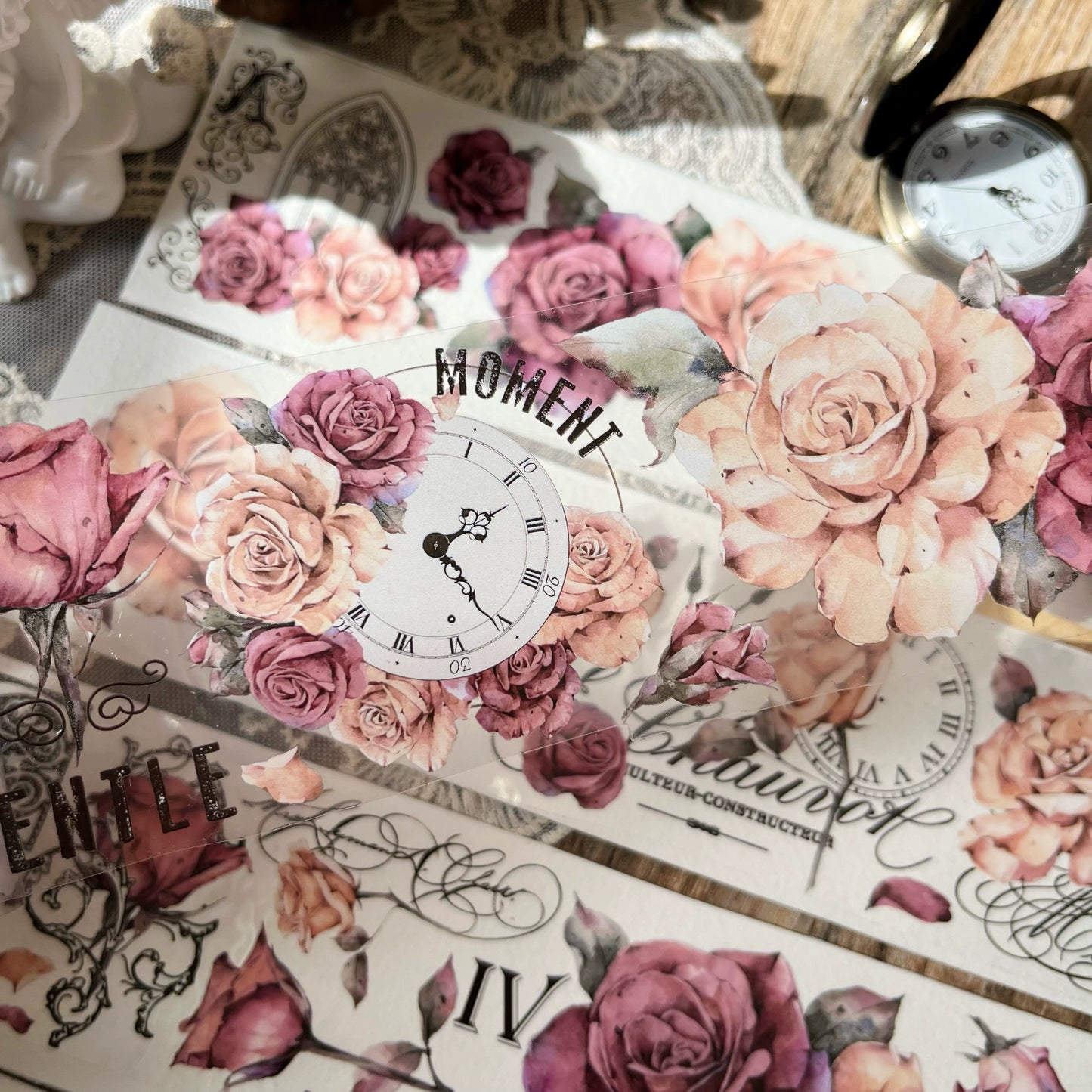 YiEr【Vintage Rose】Orginal Design Washi/Pet Tape Light Retro Floral Stickers