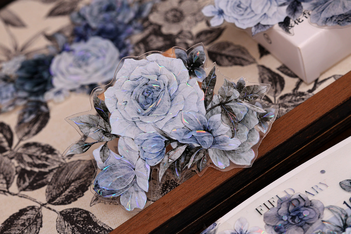 XiaoBaiJia【LanYan / Caramel Latte】Light Retro Flower Orginal Design Washi Pet Floral Tape Landscaping Stickers