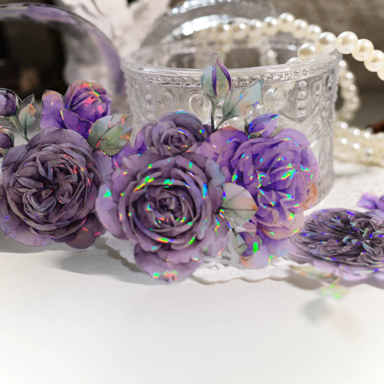YiEr【MoYu】Orginal Design Washi/Pet Tape Light Retro Floral Stickers