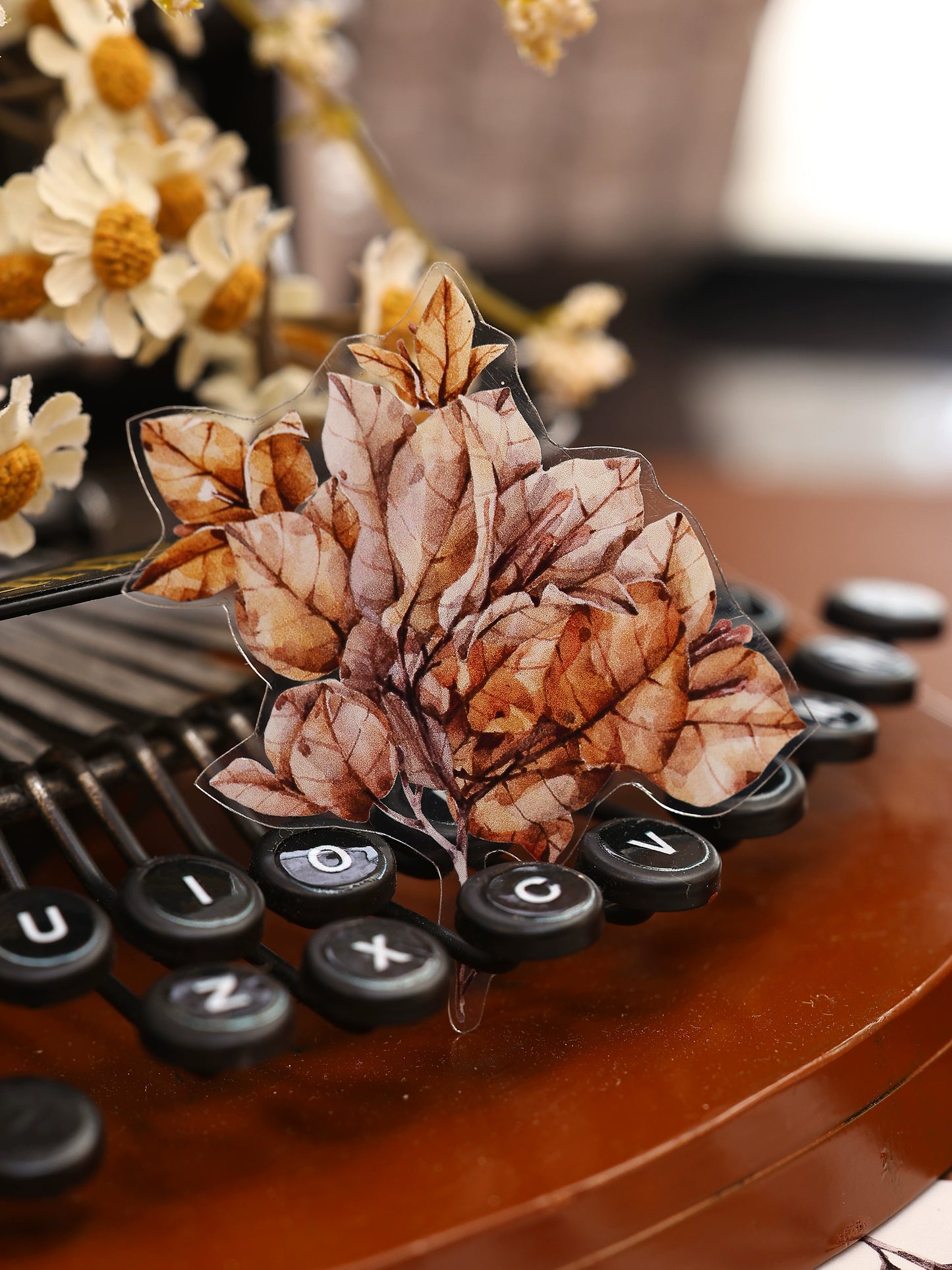 XiaoBaiJia【Bougainvillea Follower】Light Retro Tea Brown Flower Orginal Design Washi Pet Floral Tape Landscaping Stickers