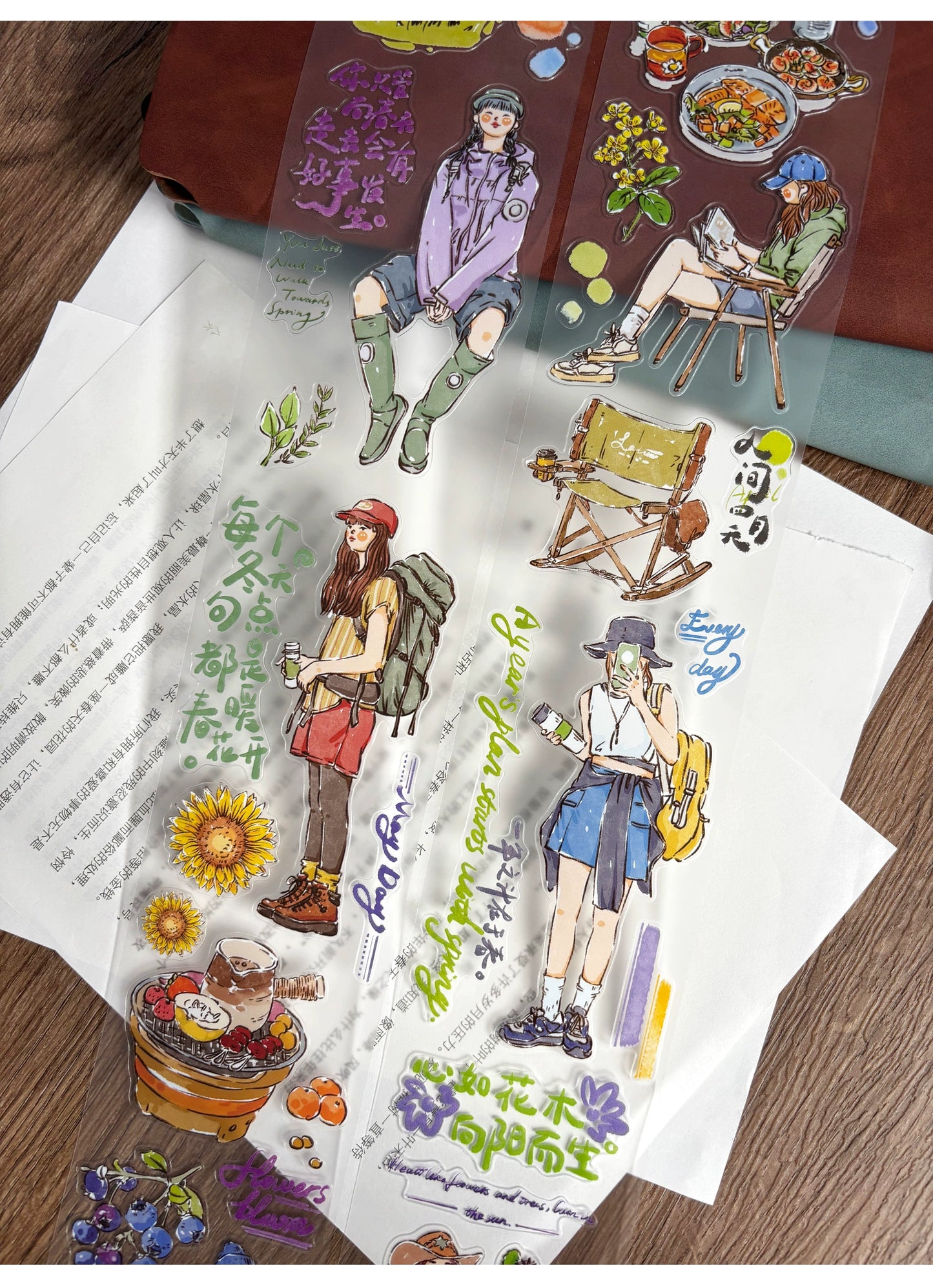 ZiYuanSu Vol12【Go to Mountains and Wilderness】Pre-Cut Original Design Character Washi/PET Tape Stickers, for Scrapbook Supplies,Scrapbook Tape Stickers,Junk Journal Supplies, Journaling Stickers,Bullet Journals