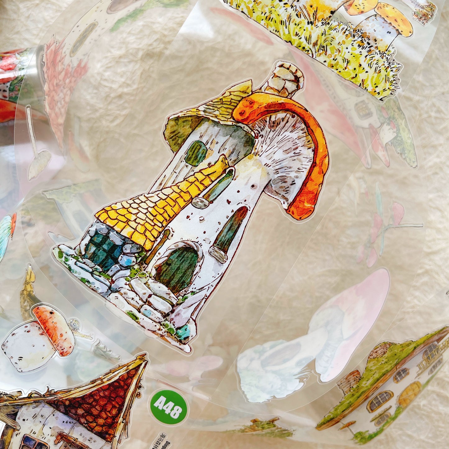 Seahorse Forest Vol8 A48 Vintage Forest Cottage,Pre-Cut Scene Washi/PET Tape Stickers,Original Design,for Scrapbook Supplies,Scrapbook Tape Stickers,Junk Journal Supplies