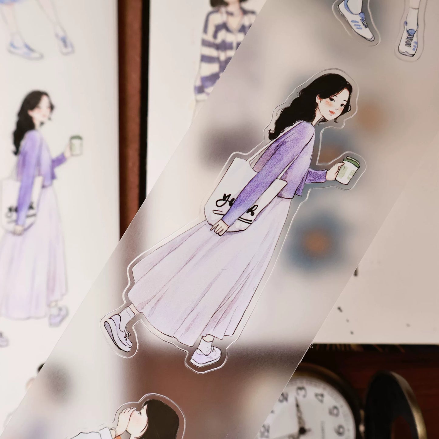YiEr Vol14 【Yuanqi Sweet Sister】Pre-cut Light Retro Sweet Girl Character Orginal Design Washi Pet Tape Stickers