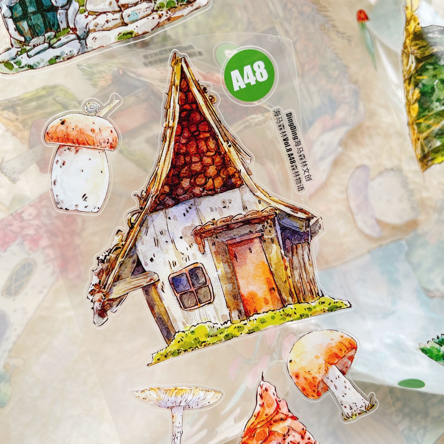 Seahorse Forest Vol8 A48 Vintage Forest Cottage,Pre-Cut Scene Washi/PET Tape Stickers,Original Design,for Scrapbook Supplies,Scrapbook Tape Stickers,Junk Journal Supplies
