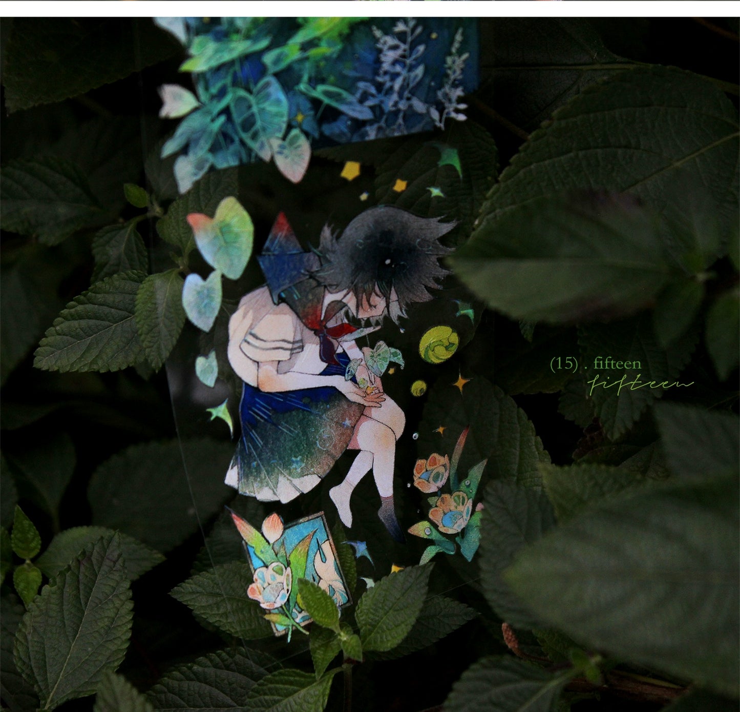 Moodtape【At Dusk in Spring and Green Mountains】Original Character Elf Design Washi/Pet Tape Stickers,for Scrapbook Supplies,Scrapbook Tape Stickers,Junk Journal Suppliesmoodtape
