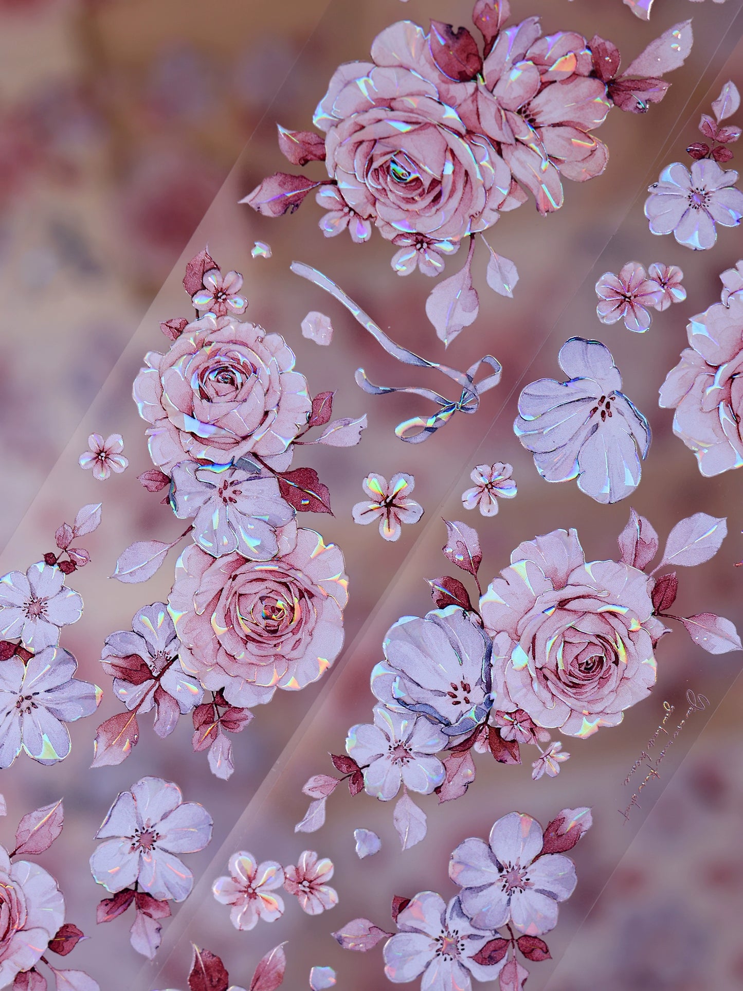 XiaoBaiJia【Clear Sky/Morning Mist】Light Retro Mint Green Flower Orginal Design Washi Pet Floral Tape Landscaping Stickers