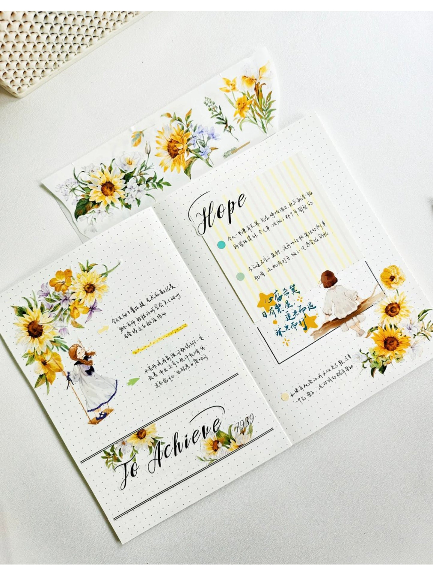 ZiYuanSu Vol12【Radiant Sunflower Color】Scene/Landscape Pre-cut Washi/PET Tape,for Scrapbook Supplies,Scrapbook Tape Stickers,Junk Journal Supplies