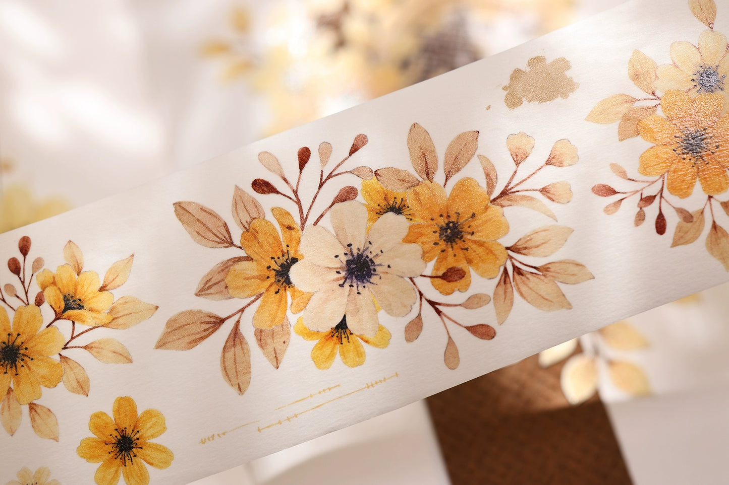 XiaoBaiJia【 Summer Overture】Light Retro Daisy Flower Orginal Design Washi Pet Floral Tape Landscaping Stickers