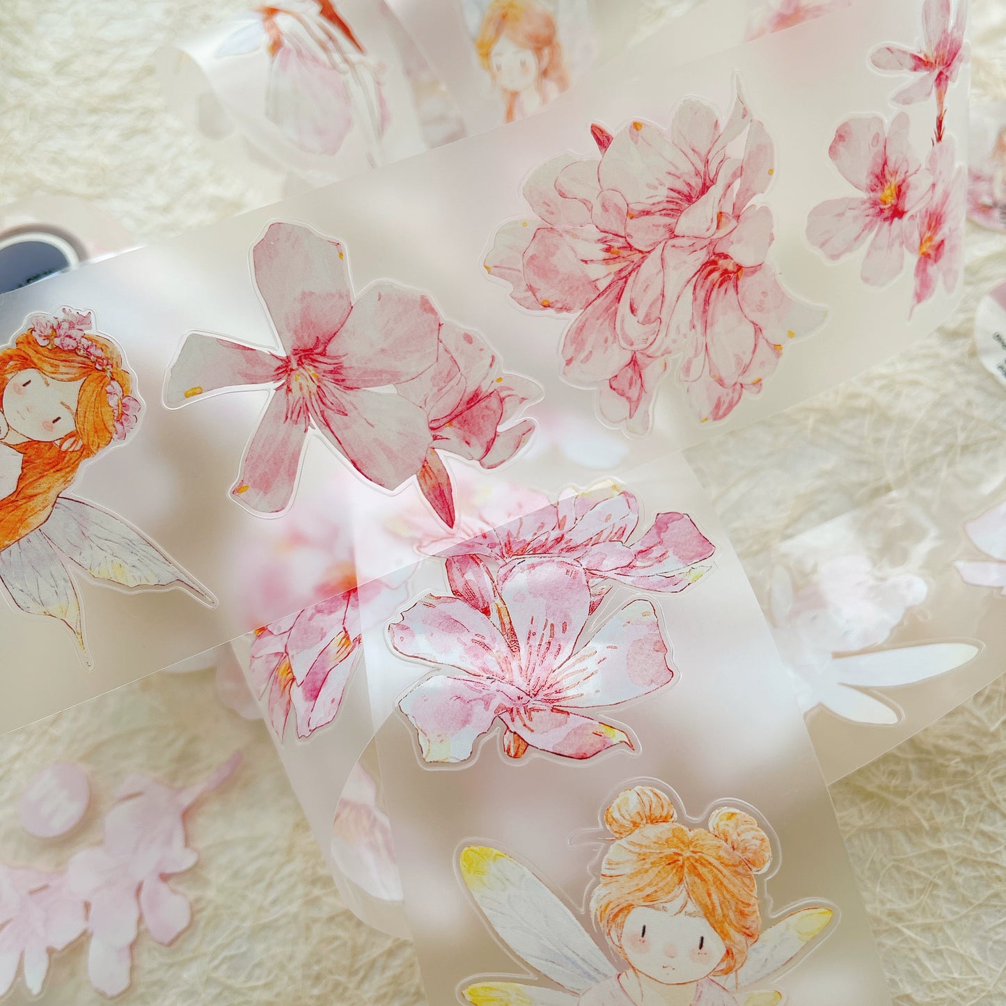 Seahorse Forest Vol8-A44 FeiFei’s Floral Wonderland,Pre-Cut Kawaii Thin Washi Paper PET Tape Stickers,Original Design,for Journaling,Scrapbooking,Planner,Scrapbook Supplies,Bullet Journal