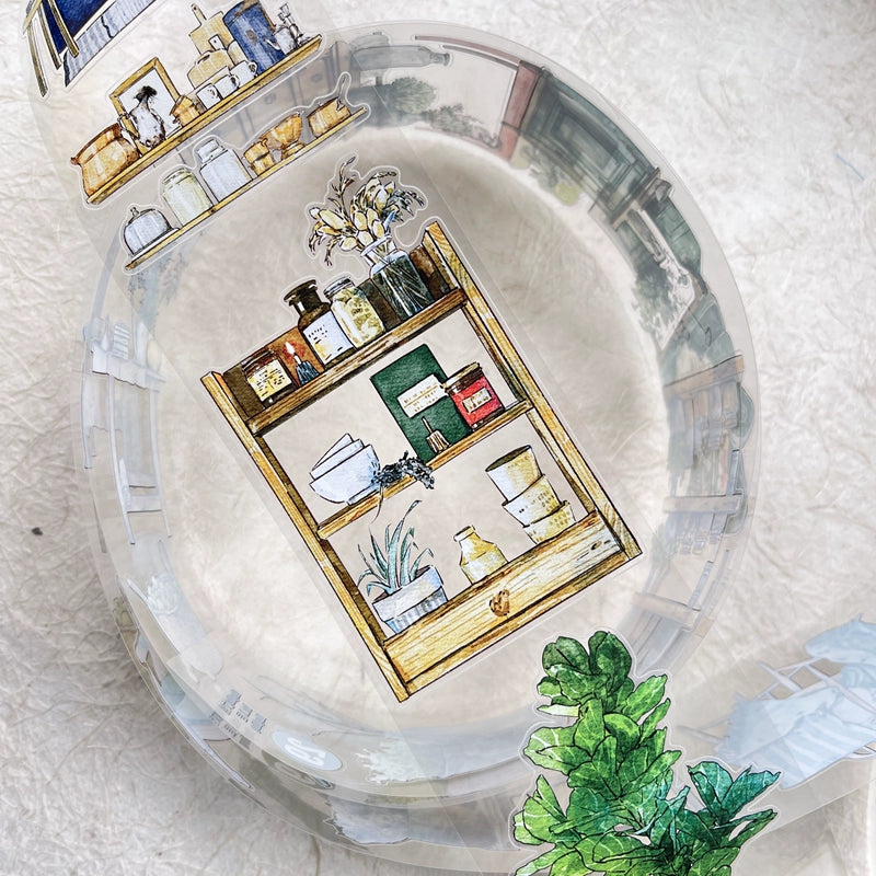 DingDing Vol8【29#Reside】Home Furnishing,Original Design Vintage Scenery Washi/PET Tape Stickers, for Scrapbook Supplies,Scrapbook Tape Stickers,Junk Journal Supplies, Journaling Stickers,Bullet Journals