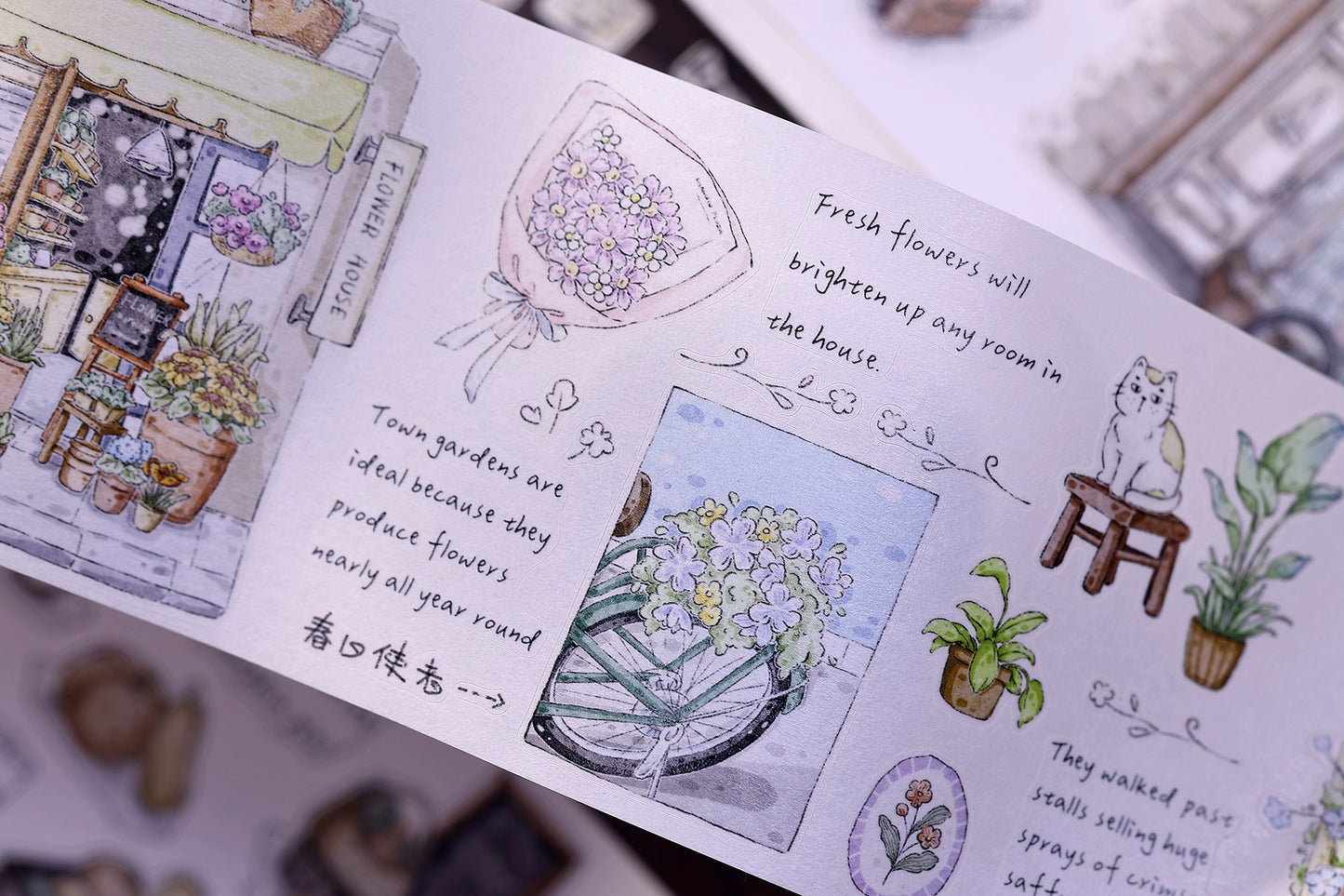XiaoBaiJia Minimalist Style【Small Shops Street】Market Street,Orginal Design Washi Pet Tape Landscape Stickers