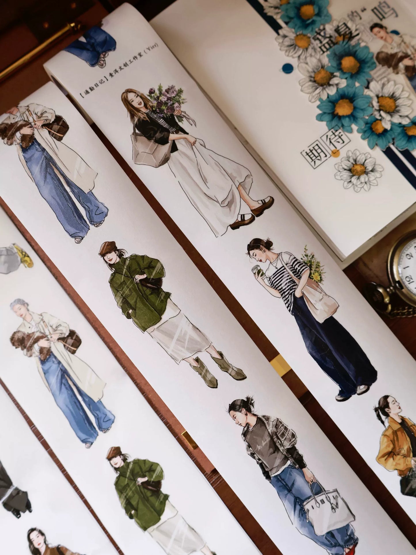 YiEr Vol14 【Commuting Diary】Pre-cut Light Retro Urban Girl Character Orginal Design Washi Pet Tape Stickers