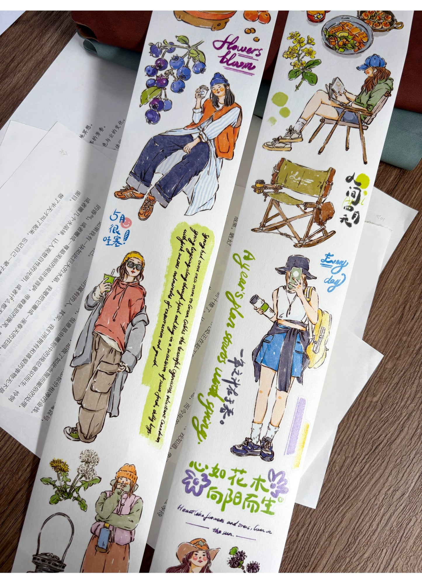 ZiYuanSu Vol12【Go to Mountains and Wilderness】Pre-Cut Original Design Character Washi/PET Tape Stickers, for Scrapbook Supplies,Scrapbook Tape Stickers,Junk Journal Supplies, Journaling Stickers,Bullet Journals