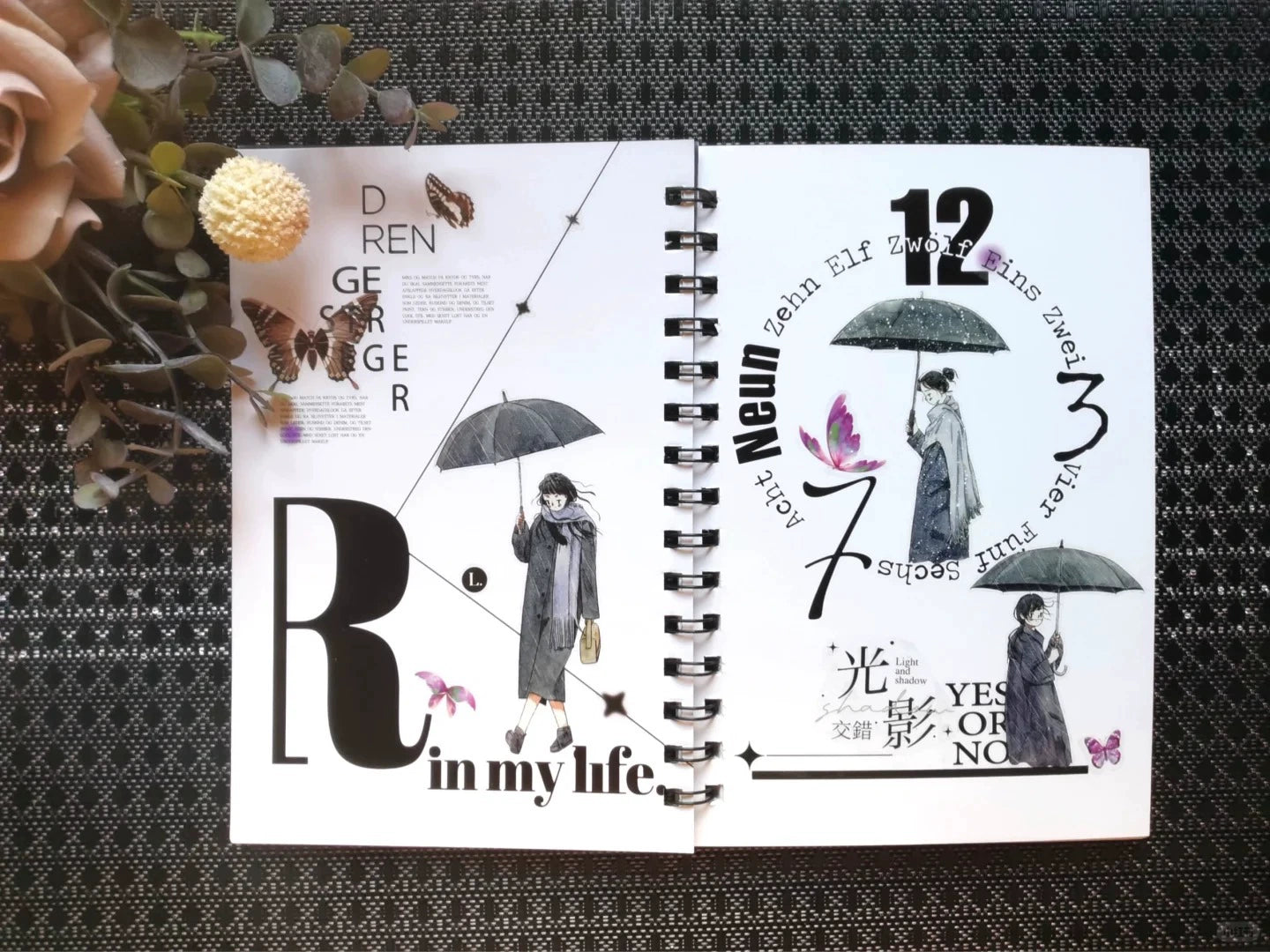 Kaixiaoxun Vol8 【Hold An Umbrella】 Pre-Cut Washi/Matte PET Tape for Scrapbook Supplies,Junk Journal Supplies