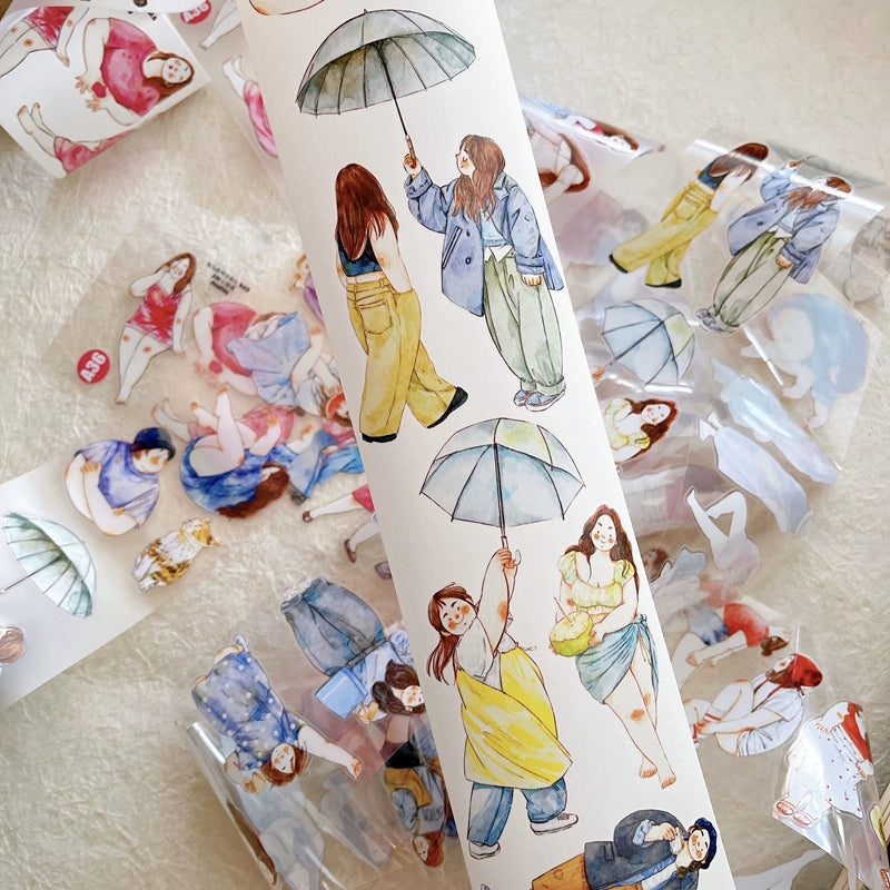 Seahorse Forest Vol6【A36#Little Comfort】Original Design Pre-Cut Washi/PET Tape Stickers,for Scrapbook Supplies,Junk Journal Supplies