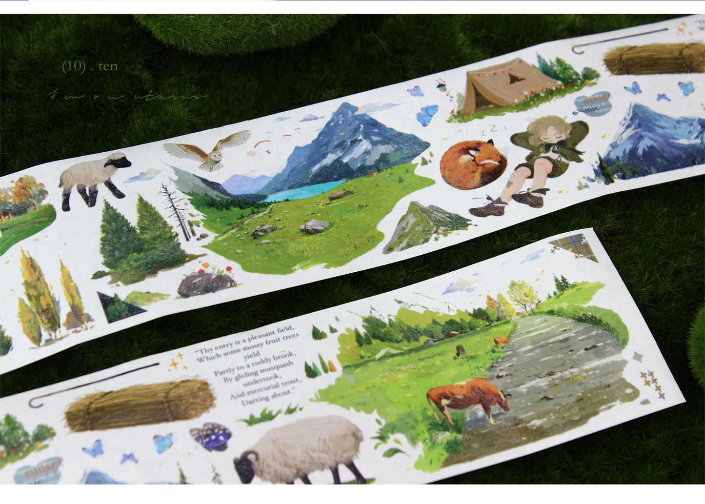 Moodtape【Wind in the Mountains and Wilderness】Forest Landscap Original Design Washi/Pet Tape Stickers,for Scrapbook Supplies,Scrapbook Tape Stickers,Junk Journal Supplies