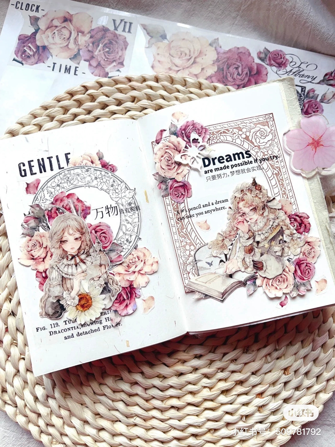 YiEr【Vintage Rose】Orginal Design Washi/Pet Tape Light Retro Floral Stickers