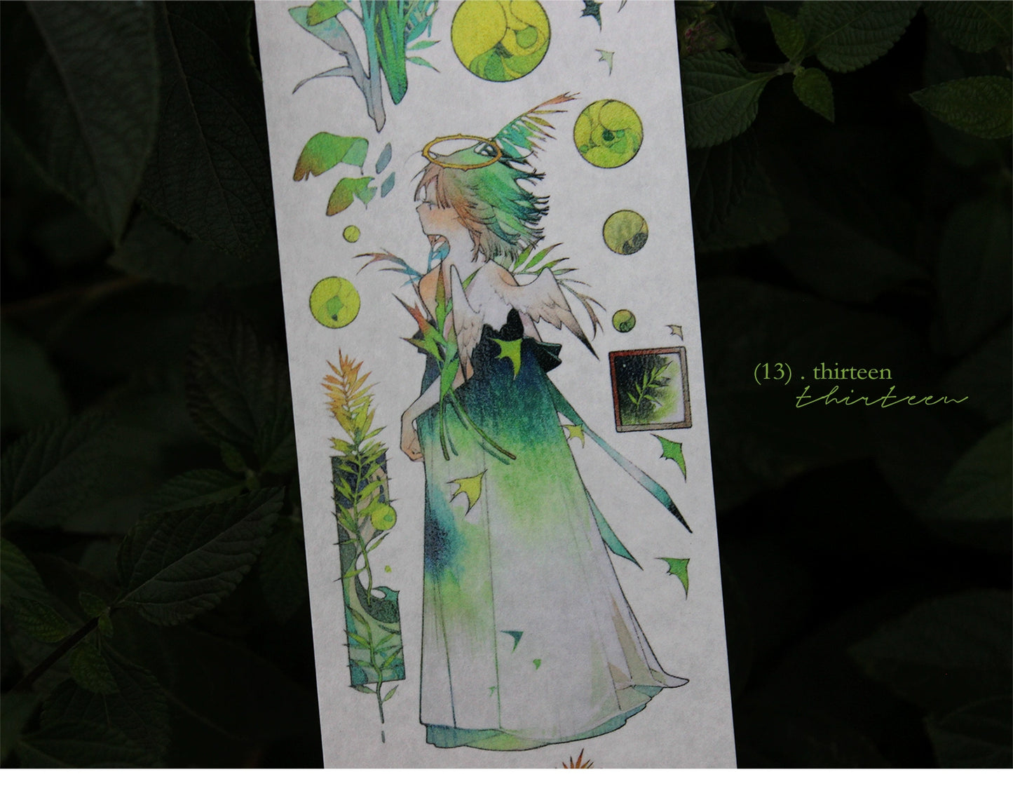 Moodtape【At Dusk in Spring and Green Mountains】Original Character Elf Design Washi/Pet Tape Stickers,for Scrapbook Supplies,Scrapbook Tape Stickers,Junk Journal Suppliesmoodtape