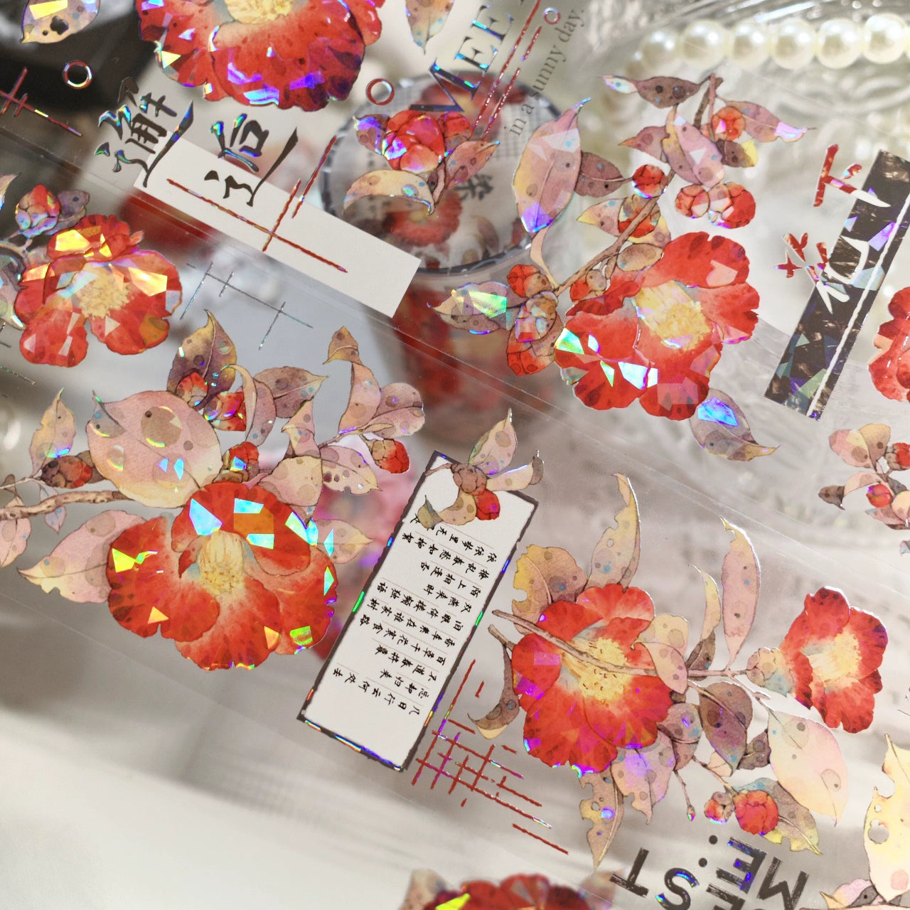 YiEr【Yan Ran】Orginal Design Washi/Pet Tape Light Retro Floral Stickers