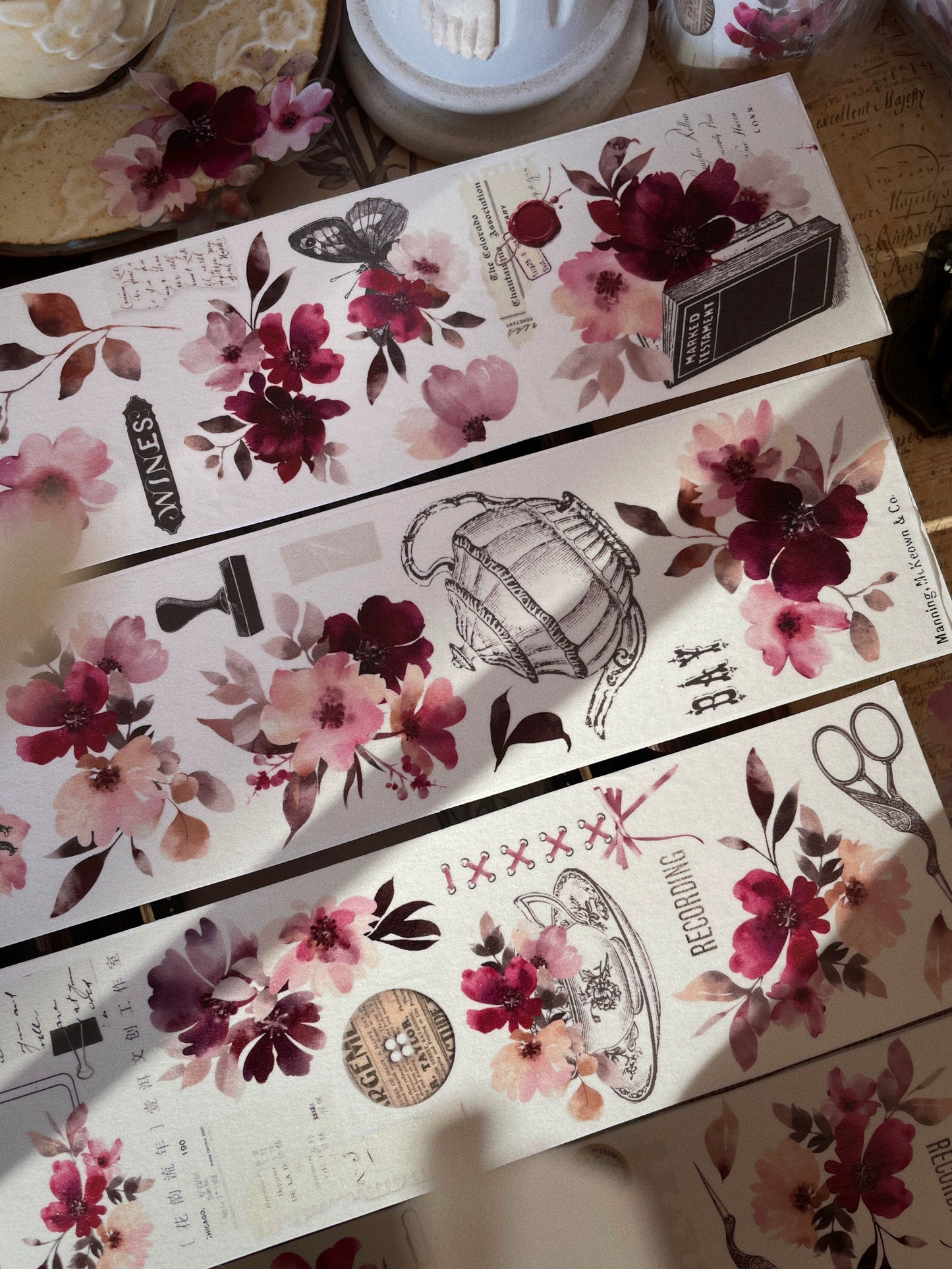 YiEr Vol12【Flower Rhyme Flowing Years】Washi/PET Tape,for Scrapbook Supplies,Scrapbook Tape Stickers,Junk Journal Supplies