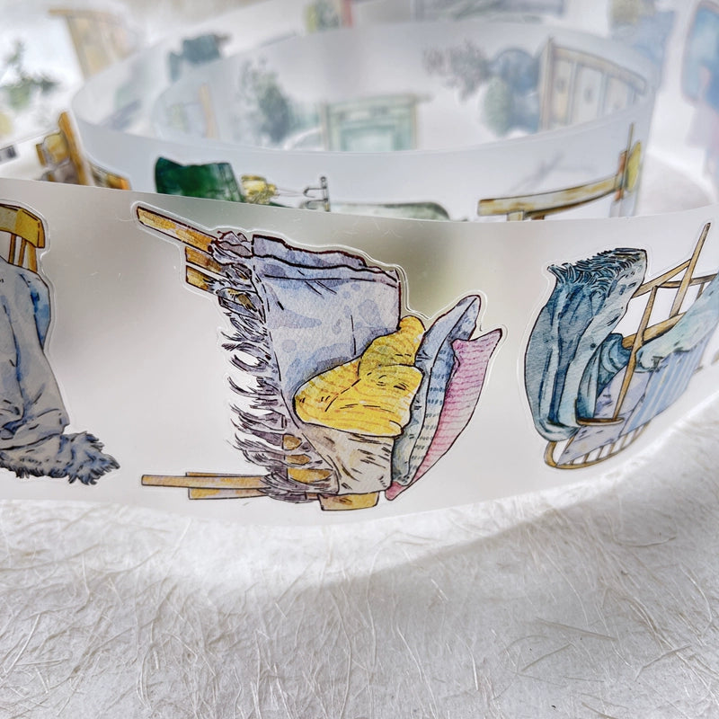 DingDing Vol8【29#Reside】Home Furnishing,Original Design Vintage Scenery Washi/PET Tape Stickers, for Scrapbook Supplies,Scrapbook Tape Stickers,Junk Journal Supplies, Journaling Stickers,Bullet Journals