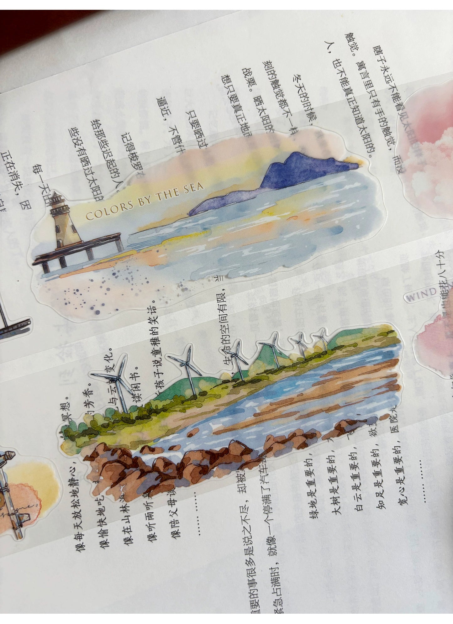 ZiYuanSu Vol12【Light Wind Cloud Shadow】Scene/Landscape Pre-cut Washi/PET Tape,for Scrapbook Supplies,Scrapbook Tape Stickers,Junk Journal Supplies