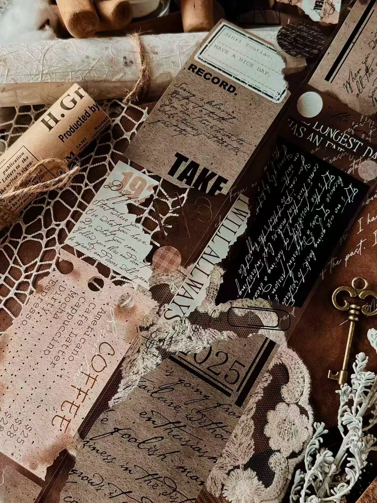 Linlanxi【Ancient Rhyme Paper Seal】Original Design Retro Broken Paper Bookkeeping Washi/Pet Tape