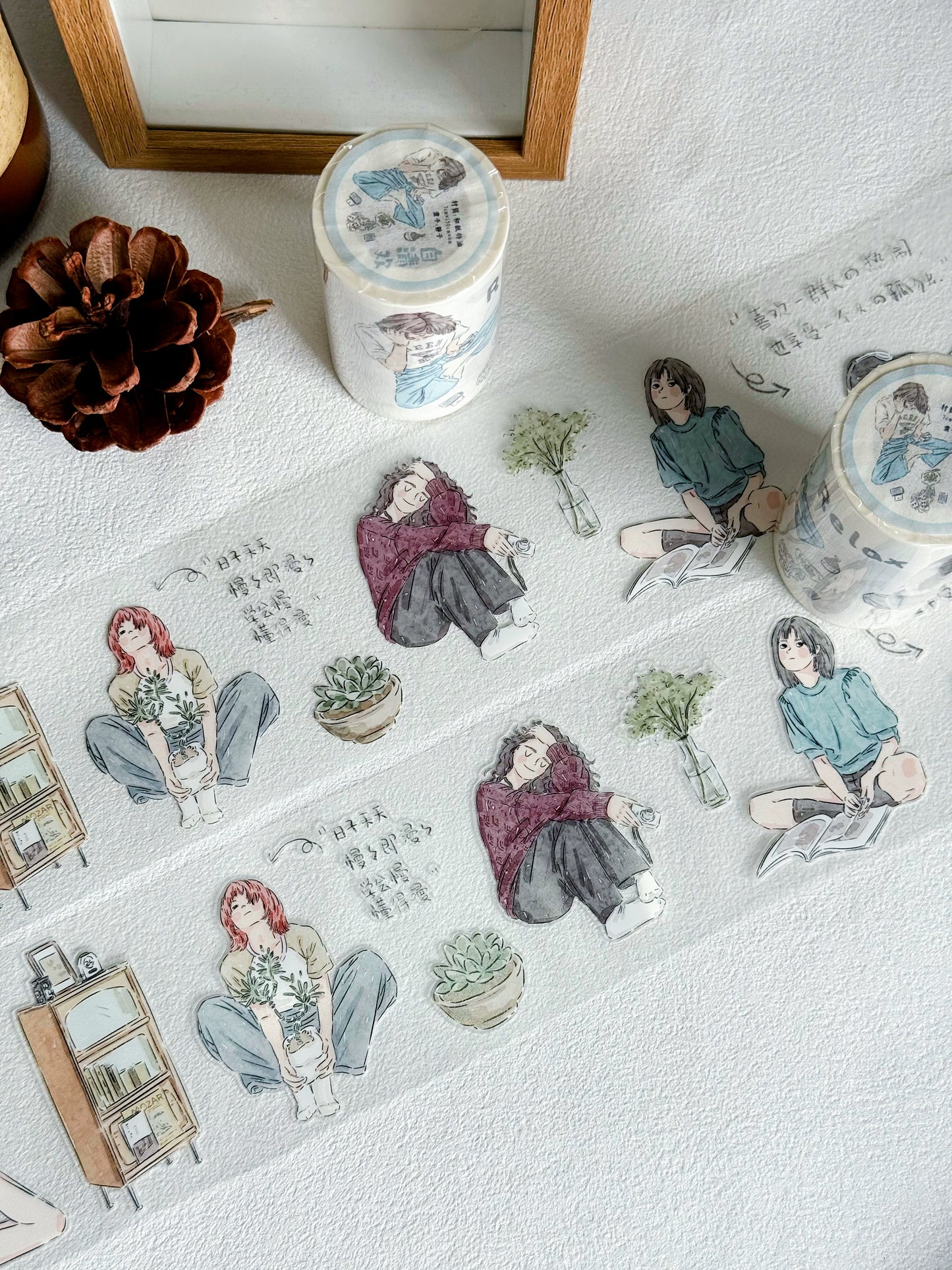 XiYue【Zi QingHuan】Original Character Design Washi/PET Tape Stickers,for Scrapbook Supplies,Journaling,Junk Journal,Bullet Journal,Planner Stickers