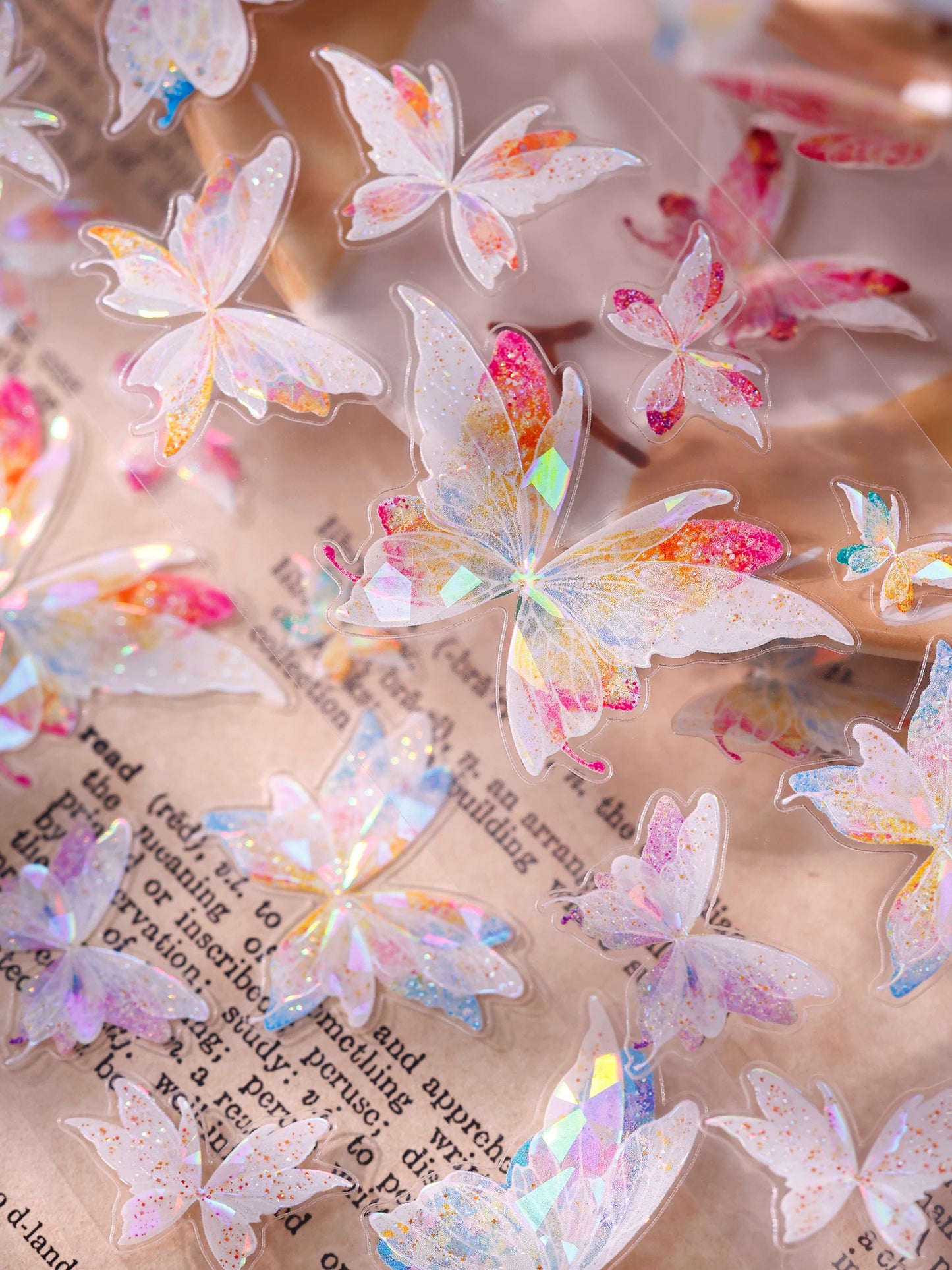 XiaoBaiJia【Liuli Butterfly Dance】Pre-cut Orginal Design Washi Pet Tape Light Retro Stickers